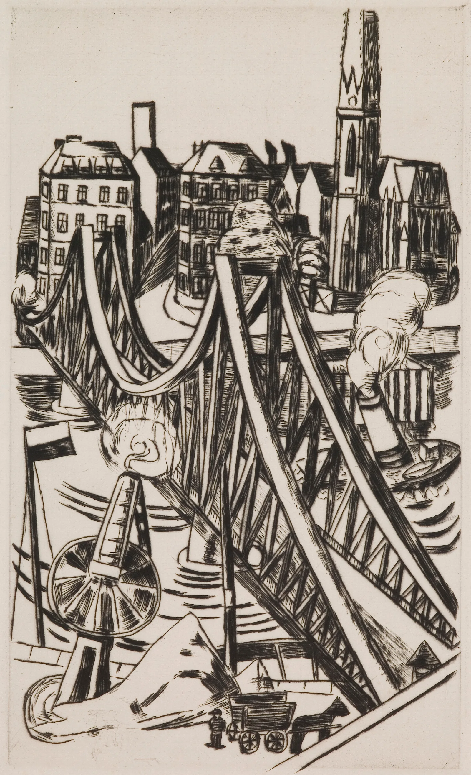 Large Bridge Eiserner Steg In Frankfurt Am Main Wall Art by Max Beckmann - Canvas Print