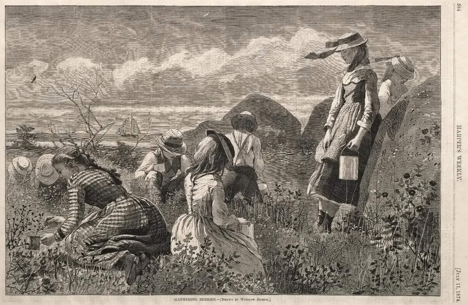 Gathering Berries Wall Art by Winslow Homer - Canvas Print