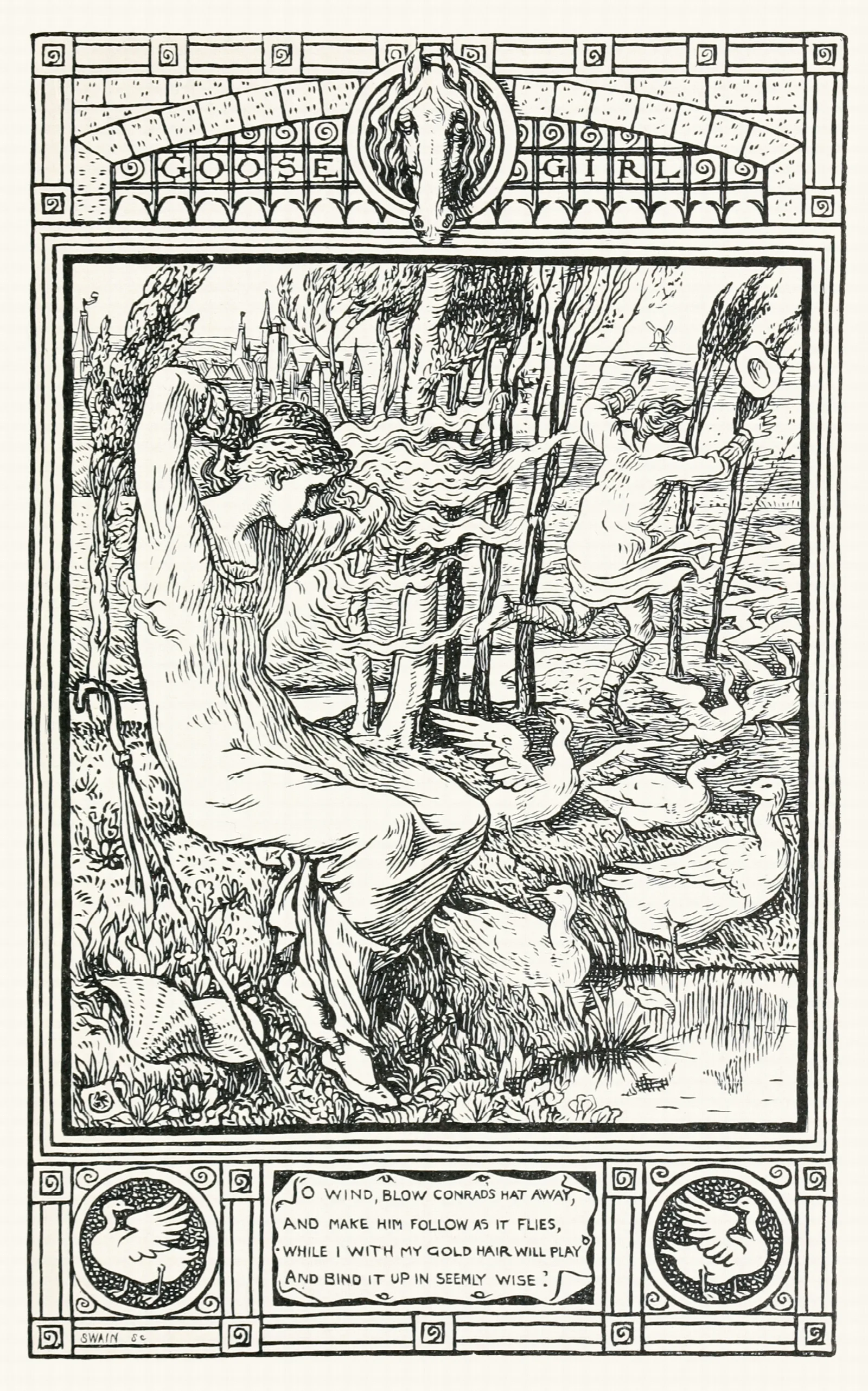 The Goose Girl 2 Wall Art by Walter Crane - Canvas Print