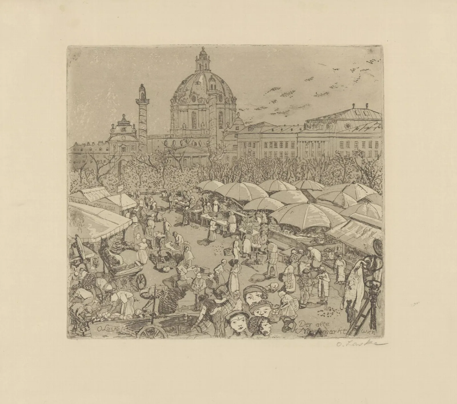 Der Alte Naschmarkt Wall Art by Oskar Laske - Canvas Print
