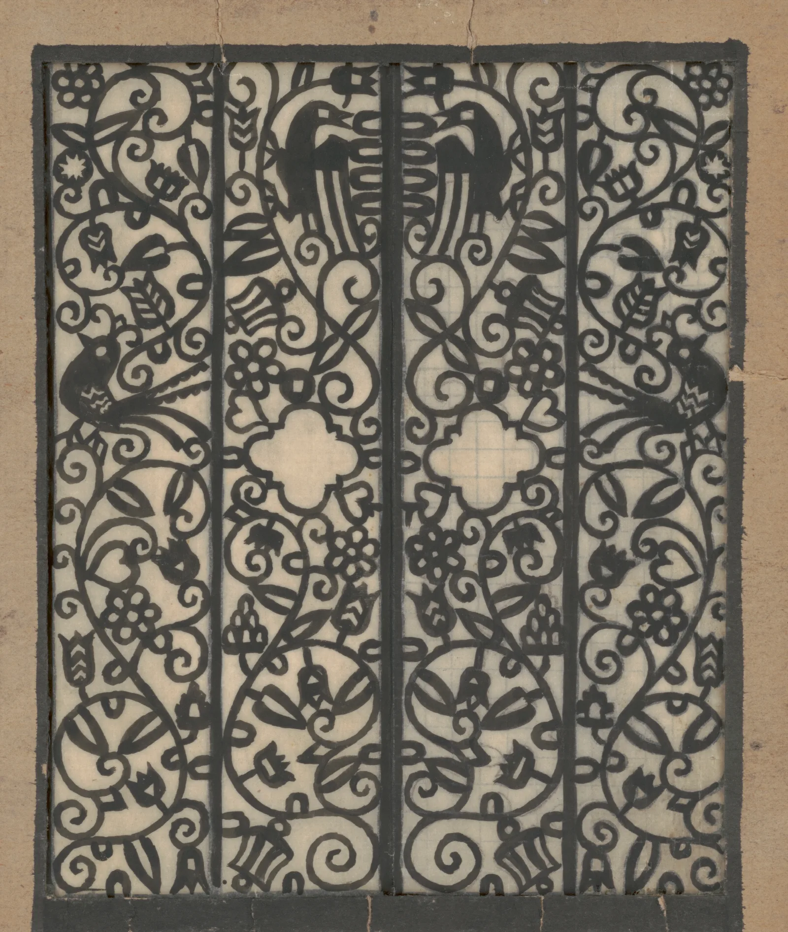 Design Drawings For The Theodore Weicker Apartment Building Study For Metalwork Gate Wall Art by Winold Reiss - Canvas Print