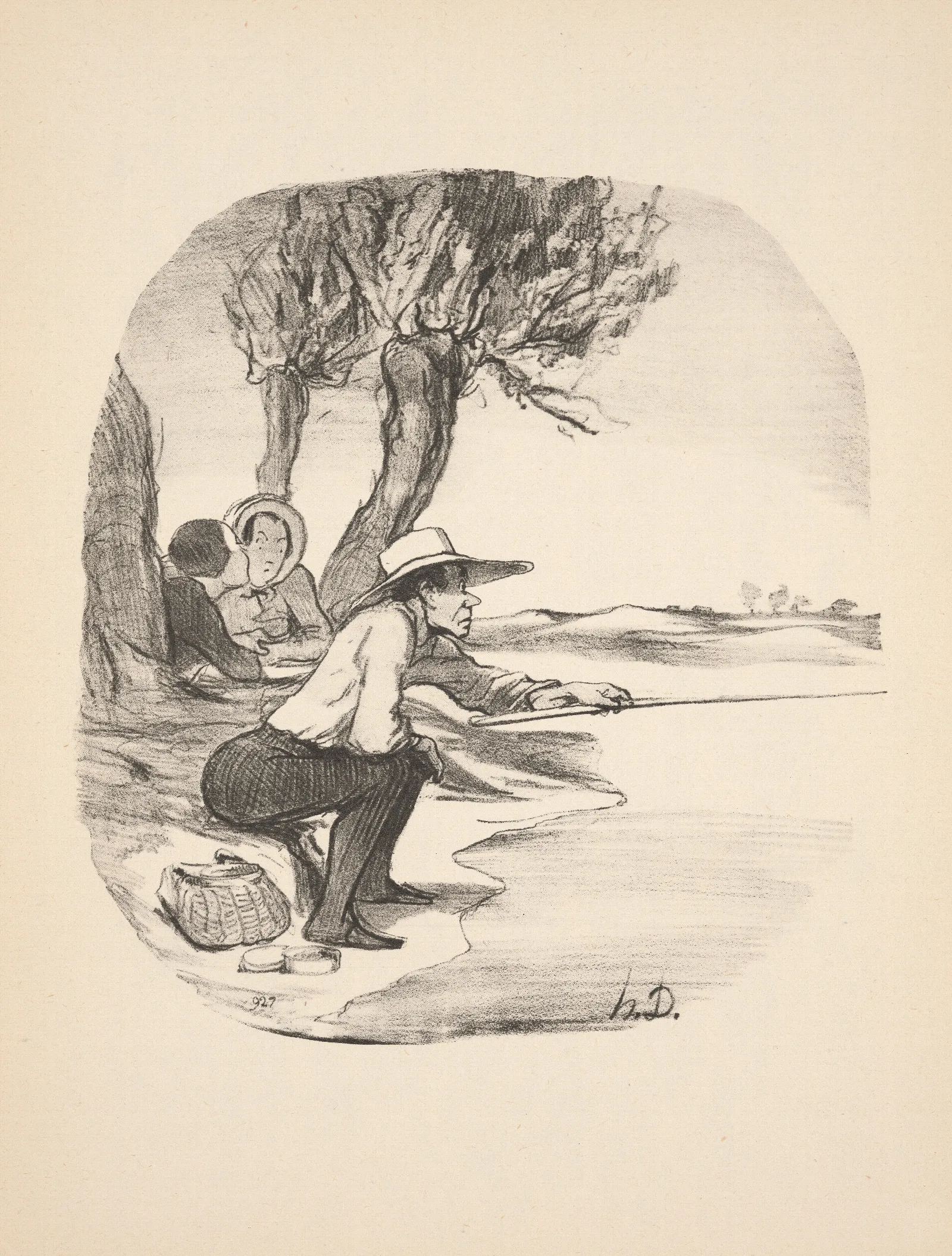 Hunting And Fishing Pl 25 Wall Art by Honoré Daumier - Canvas Print