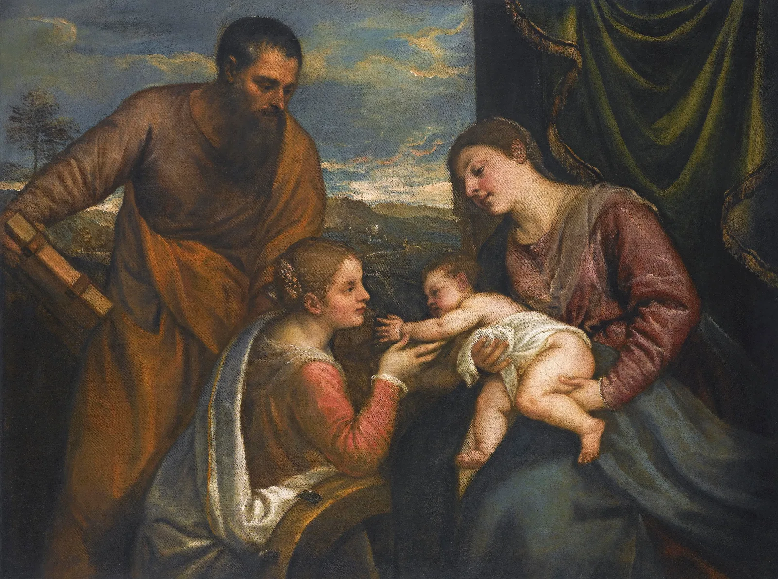 The Madonna And Child With Saints Luke And Catherine Of Alexandria Wall Art by Titian - Canvas Print