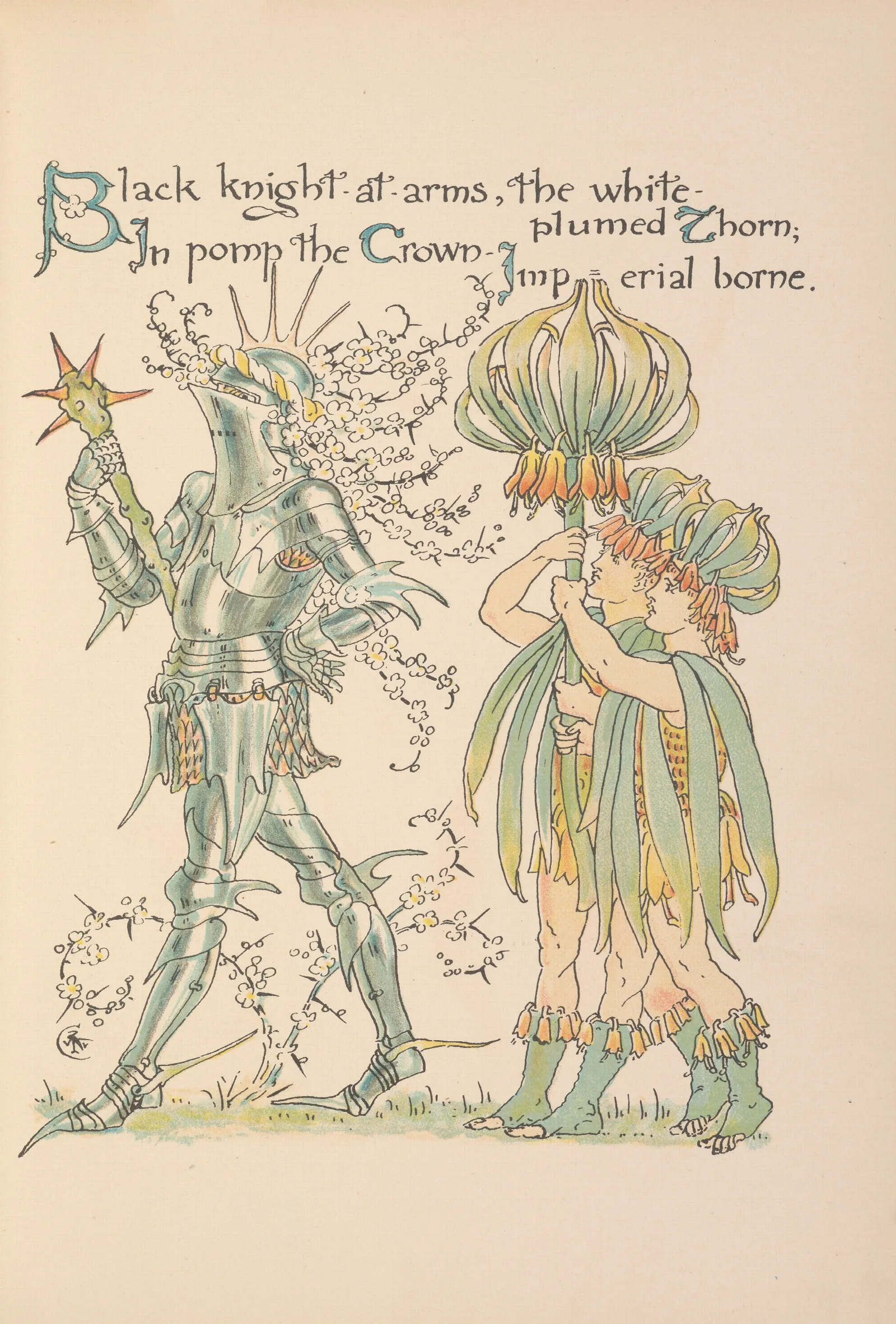 Floras Feast A Masque Of Flowers Pl 13 Wall Art by Walter Crane - Canvas Print