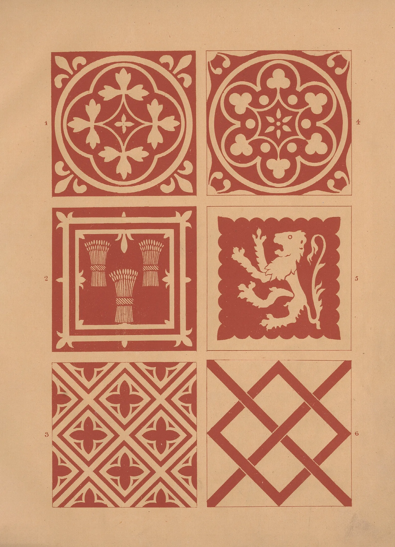 Examples Of Encaustic Tiles Pl 01 Wall Art by Owen Jones - Canvas Print