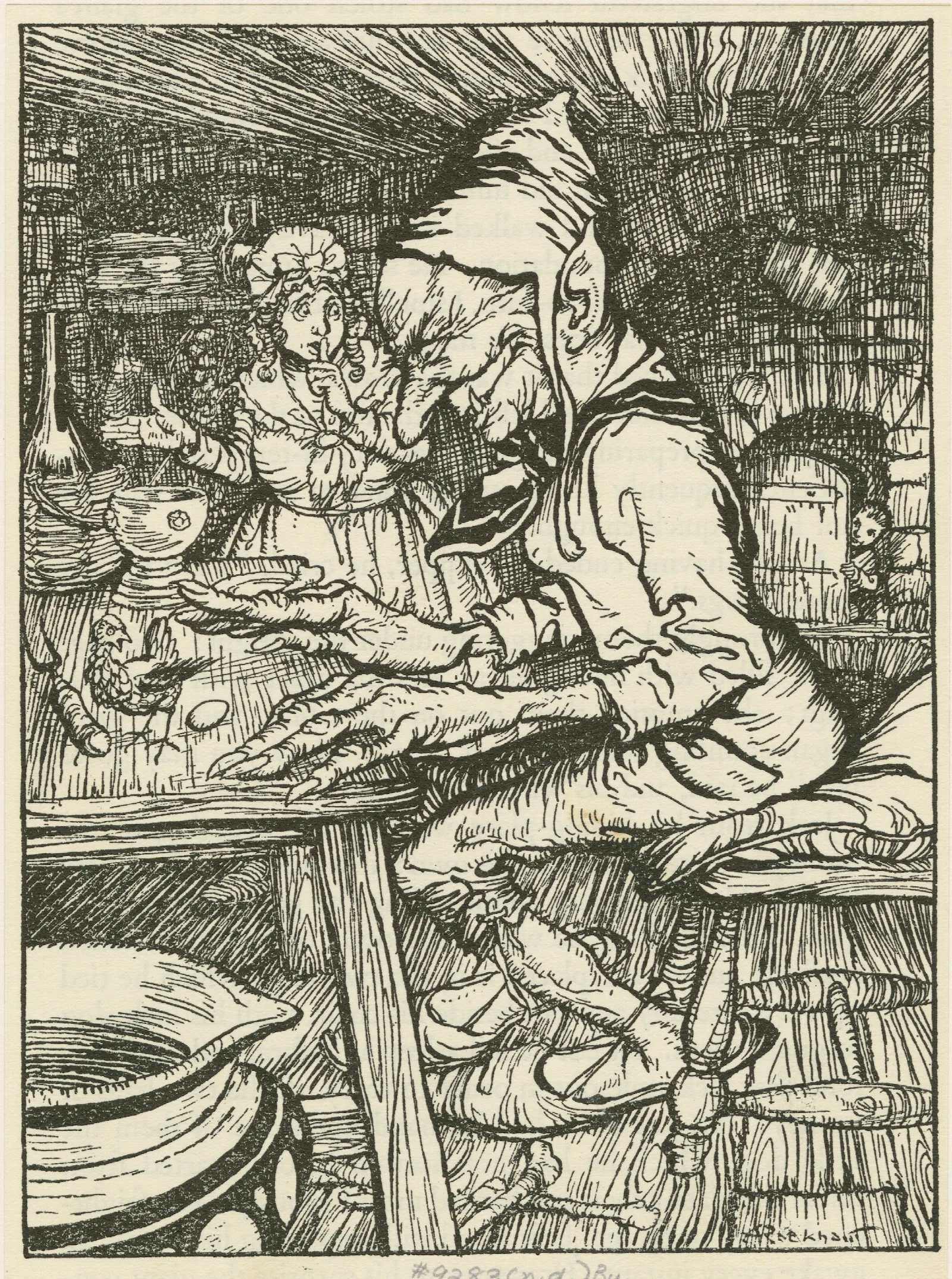 Jack Sneaks Into The Giants House Wall Art by Arthur Rackham - Canvas Print