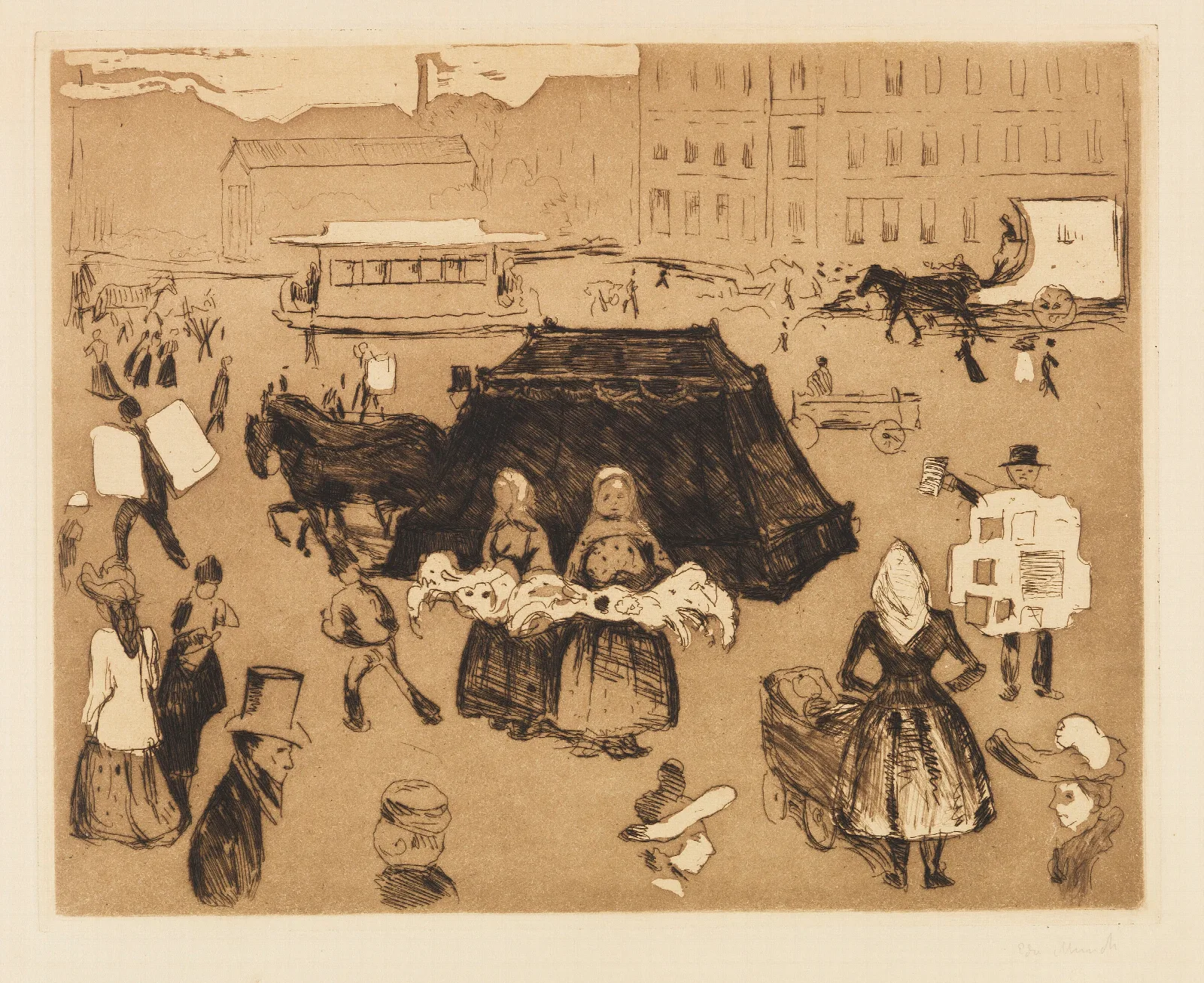Der Leichenwagen Potsdamer Platz 2 Wall Art by Edvard Munch - Canvas Print