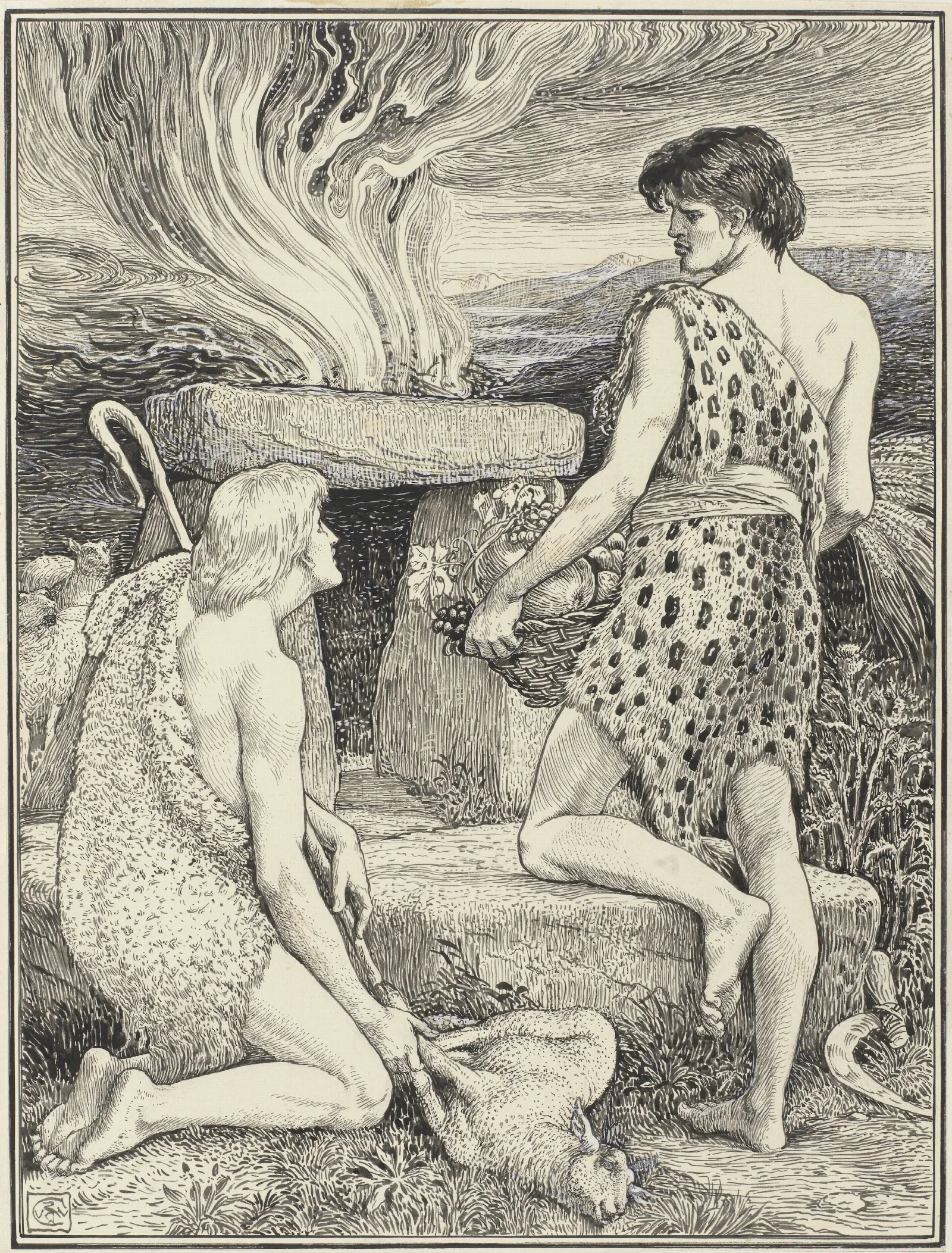 Cain And Abel 13 Wall Art by Walter Crane - Canvas Print