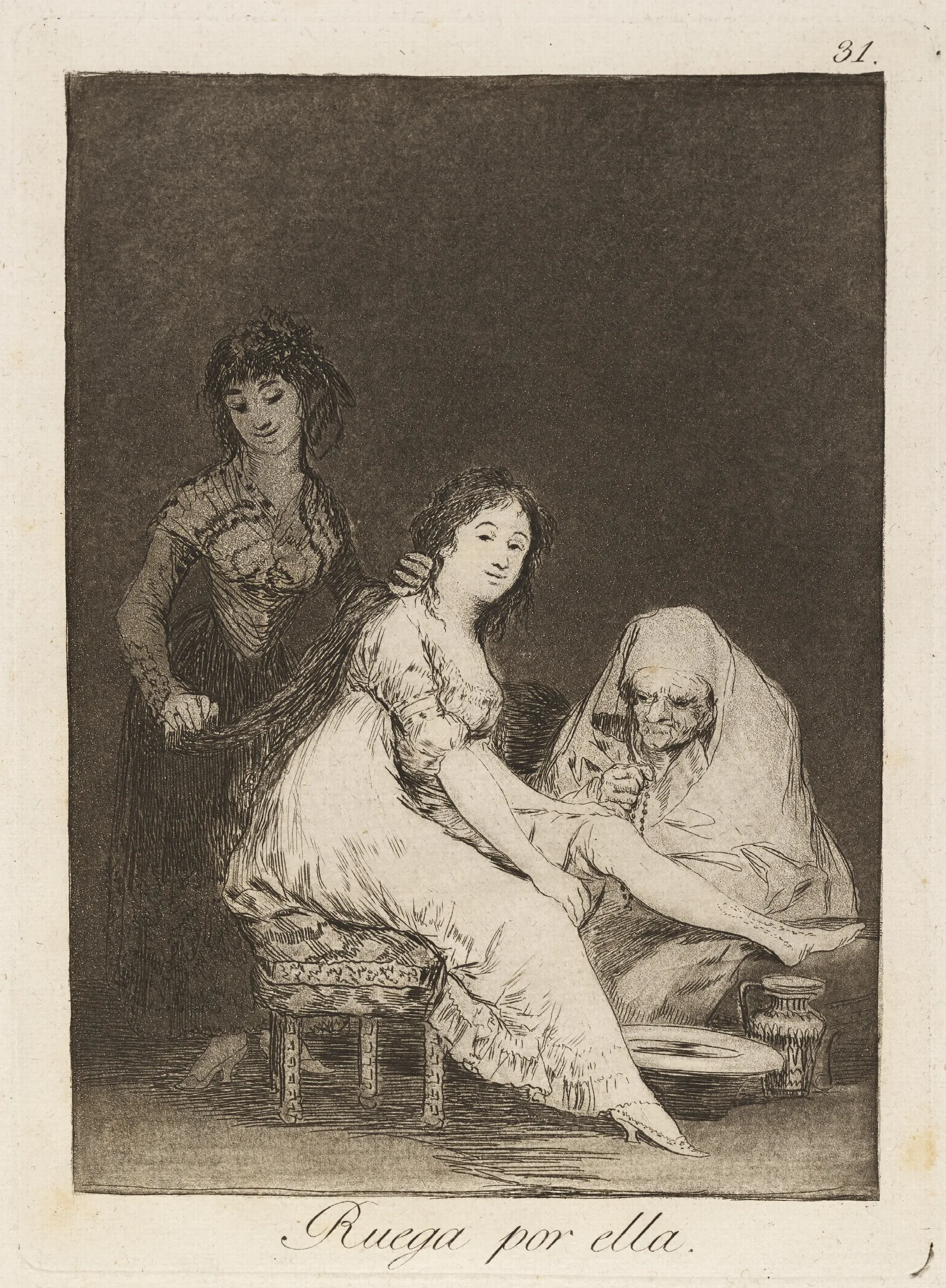 Ruega Por Ella She Prays For Her Wall Art by Francisco de Goya - Canvas Print