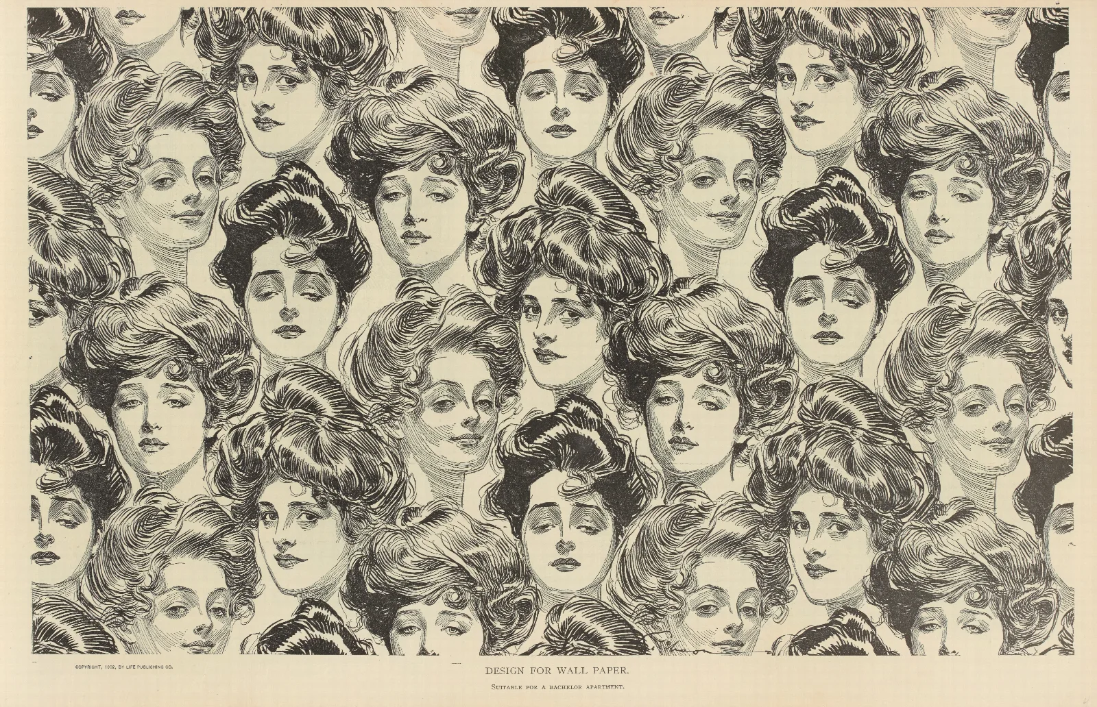 Design Fo A Wallpaper Suitable For A Bachelor Apartment Wall Art by Charles Dana Gibson - Canvas Print