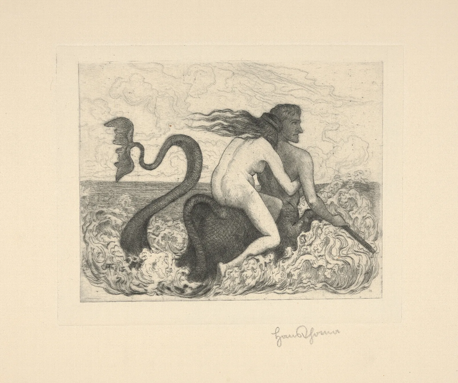 Tritonenpaar Wall Art by Hans Thoma - Canvas Print