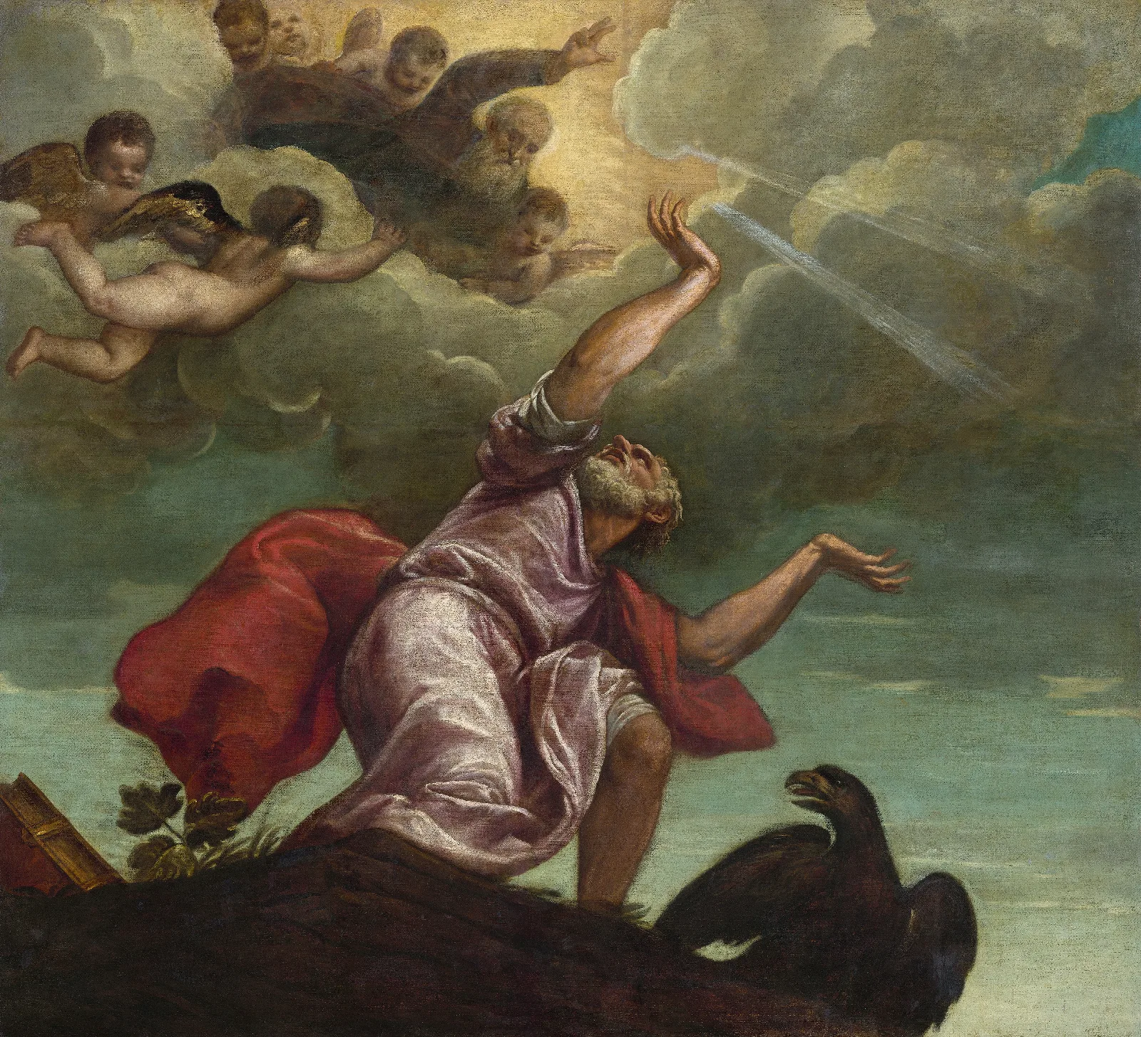 Saint John The Evangelist On Patmos 2 Wall Art by Titian - Canvas Print