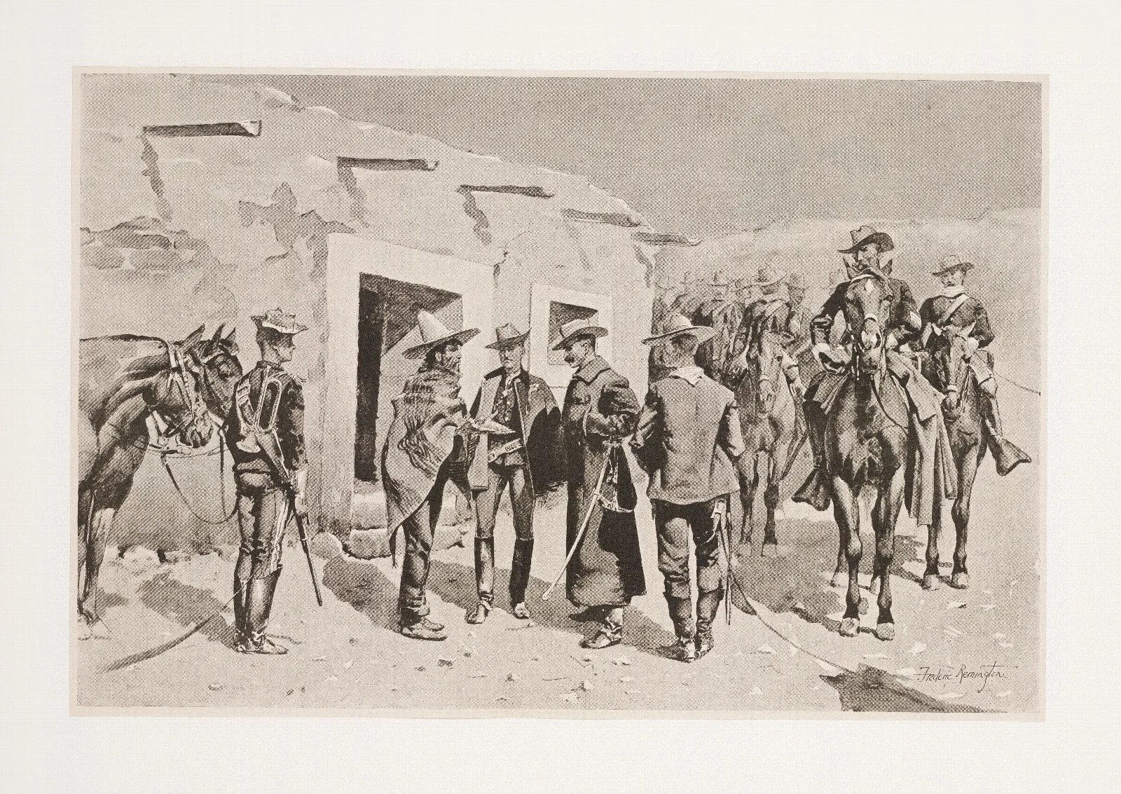 United States Cavalry Hunting For Garza On The Rio Grande Wall Art by Frederic Remington - Canvas Print