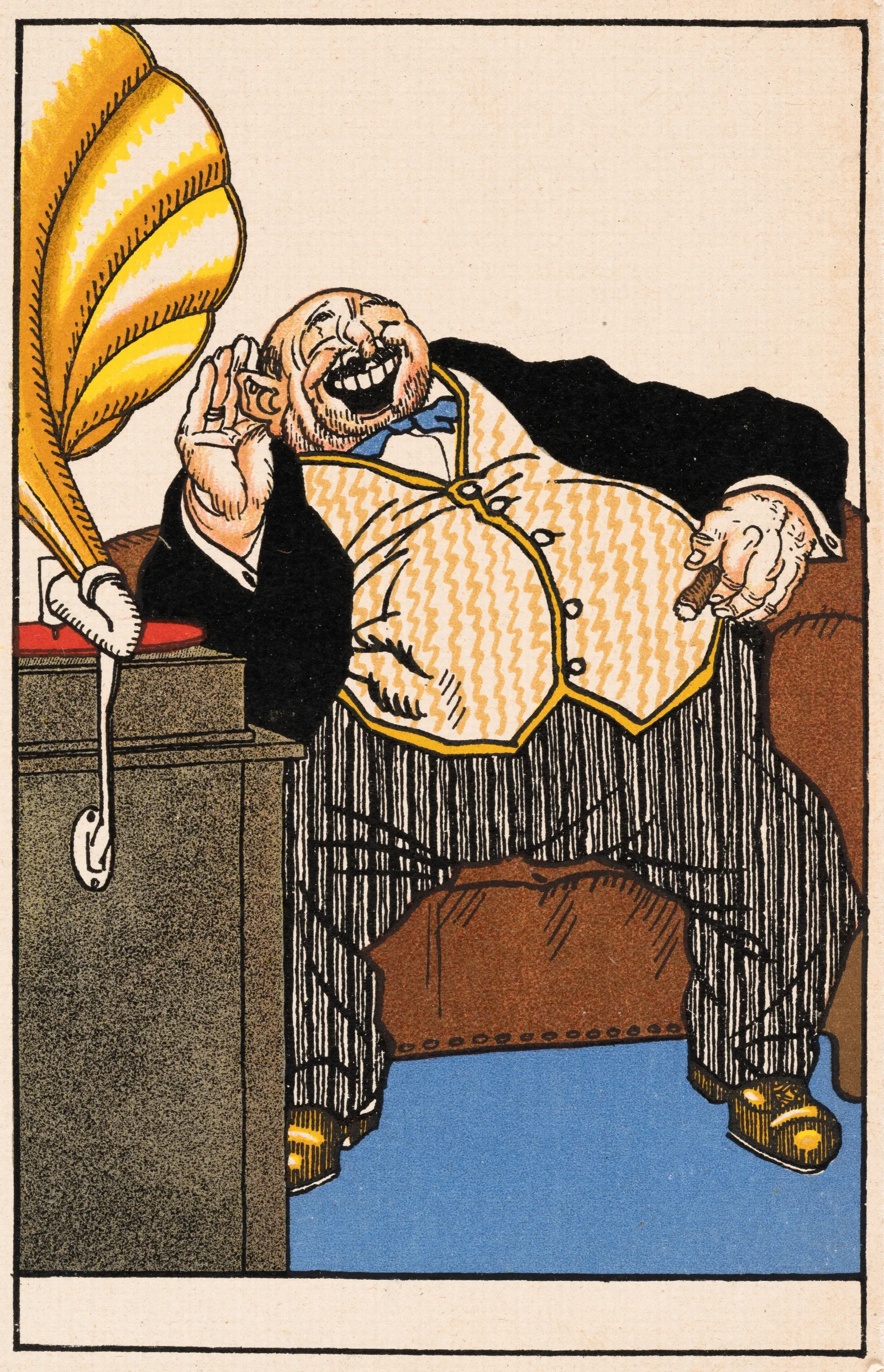 Nr 506 Mann Mit Grammophon Wall Art by Moriz Jung - Canvas Print