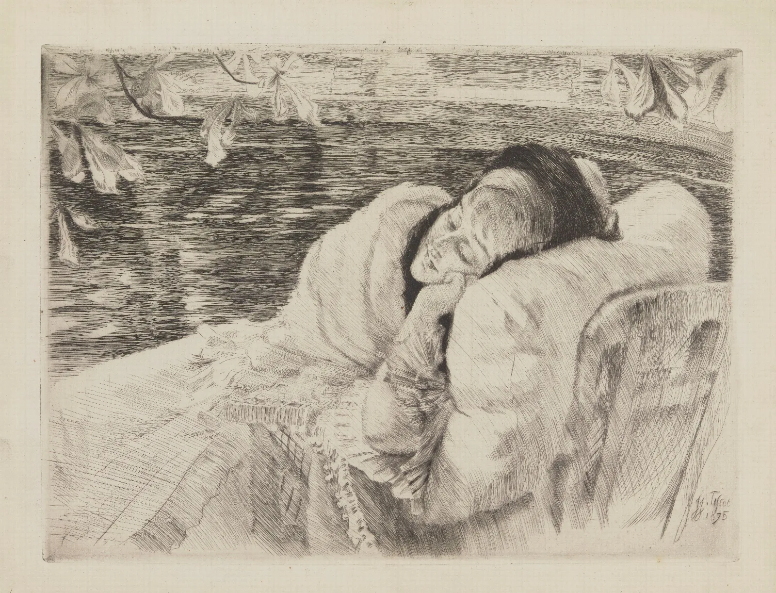 Une Convalescente Wall Art by James Tissot - Canvas Print