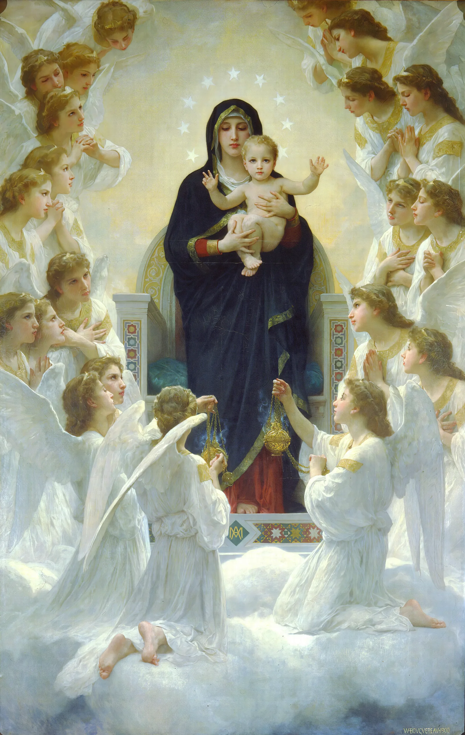 The Virgin With Angels Wall Art by William Bouguereau - Canvas Print