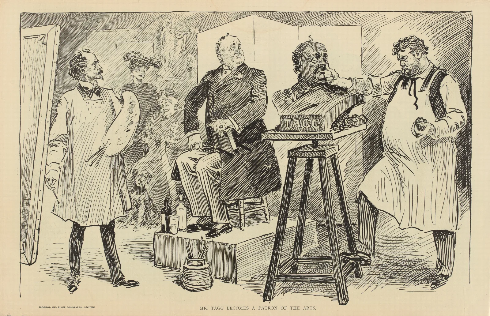 Mr Tagg Becomes A Patron Of The Arts Wall Art by Charles Dana Gibson - Canvas Print