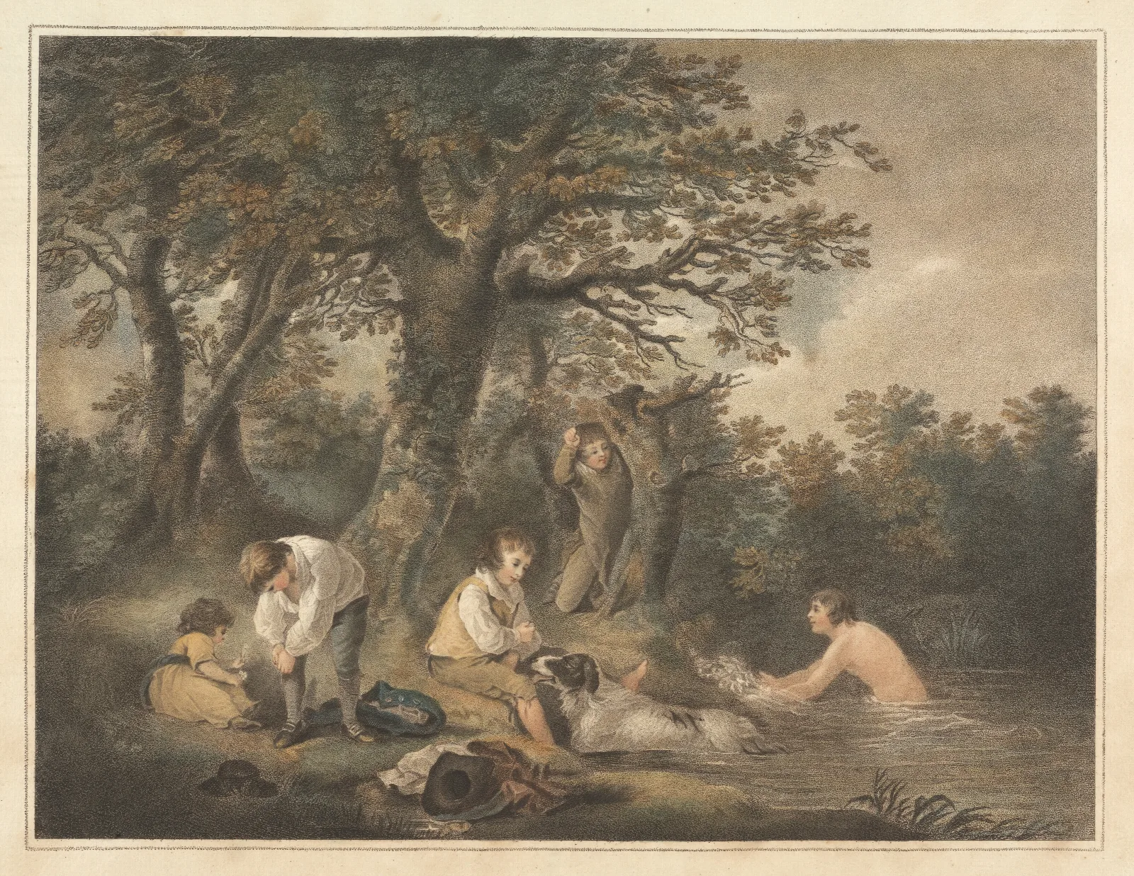 Boys Bathing 9 Wall Art by George Morland - Canvas Print