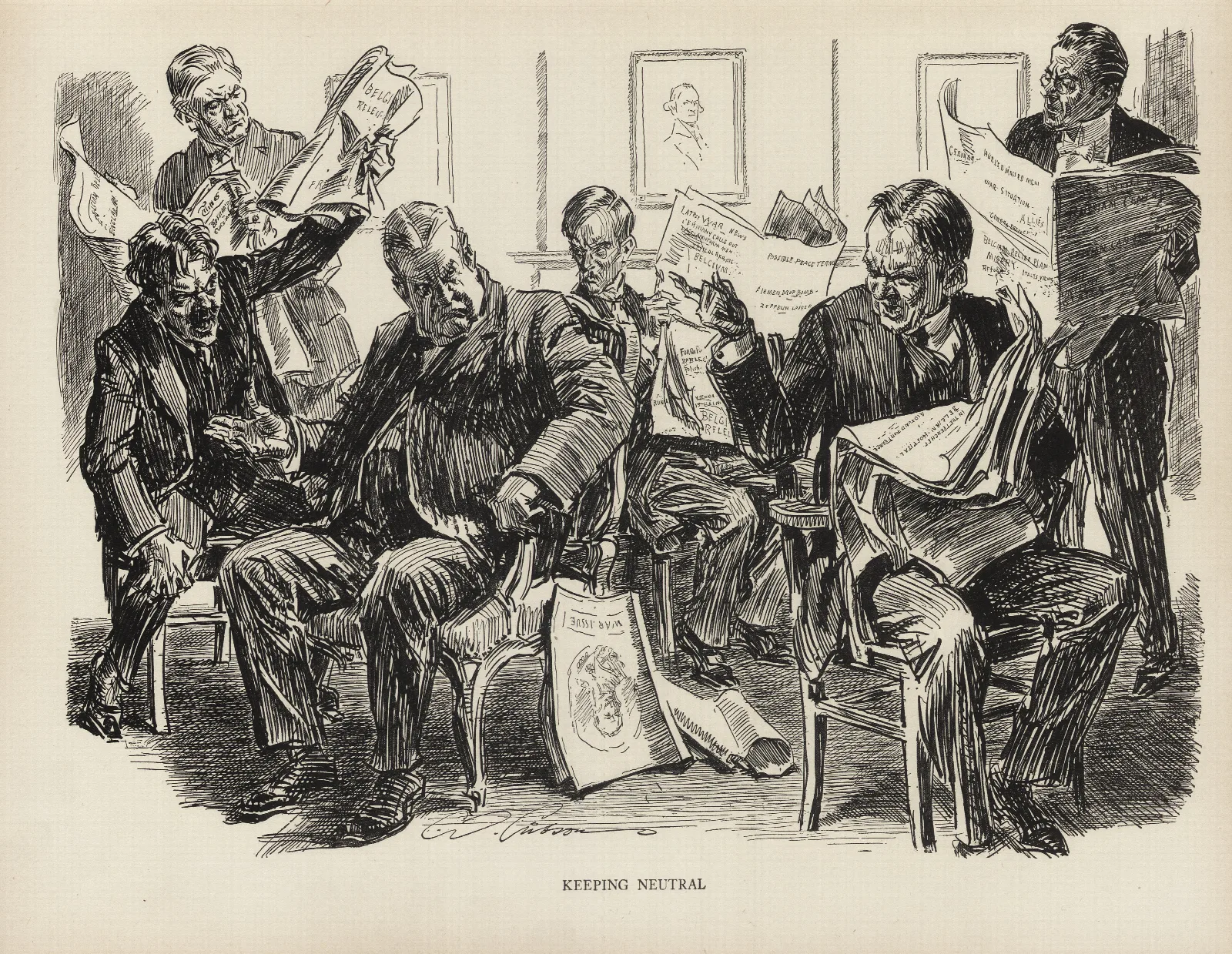 Keeping Neutral Wall Art by Charles Dana Gibson - Canvas Print