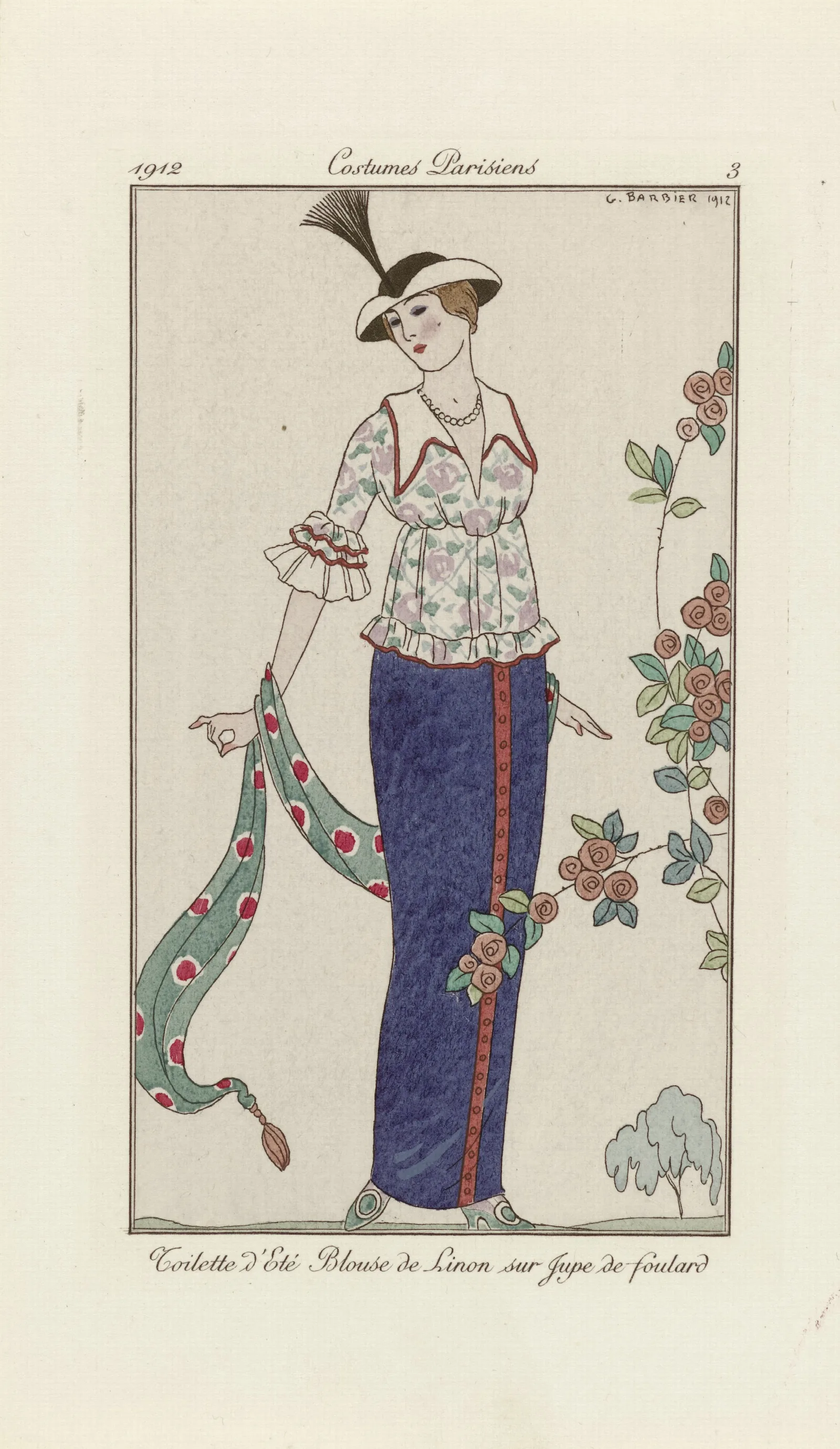 Toilette Dete Blouson De Linon Sur Jupe De Foulard Wall Art by George Barbier - Canvas Print