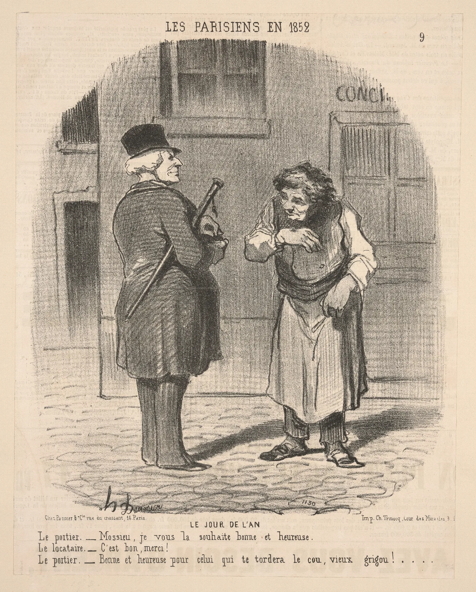 The New Year 2 Wall Art by Honoré Daumier - Canvas Print