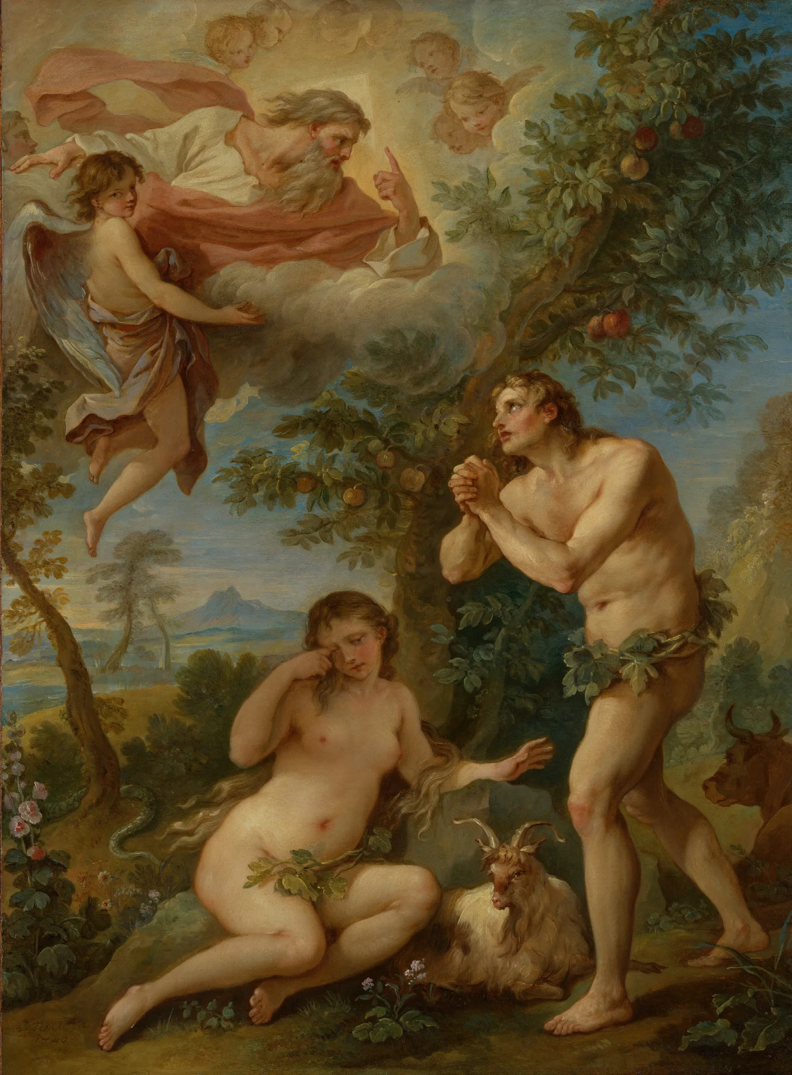 The Rebuke Of Adam And Eve Wall Art by Charles-Joseph Natoire - Canvas Print