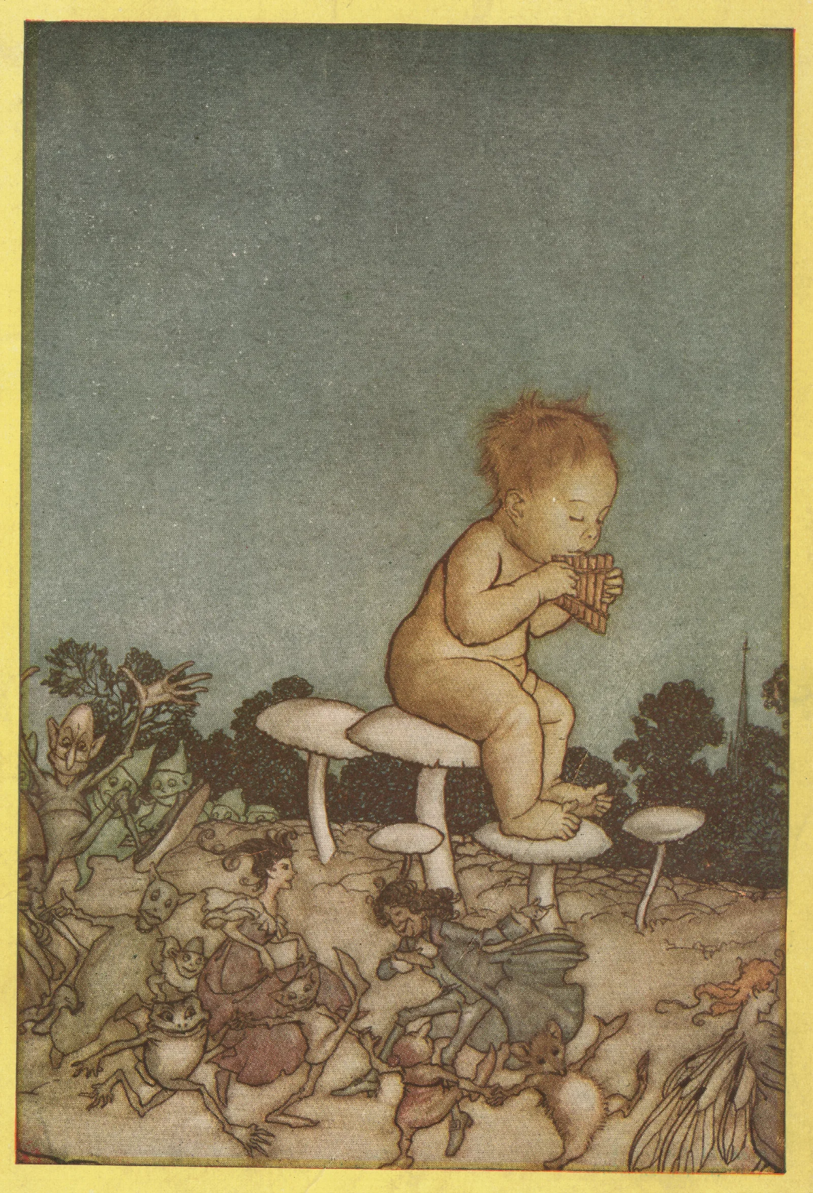 Peter Pan Is The Fairies Orchestra Wall Art by Arthur Rackham - Canvas Print