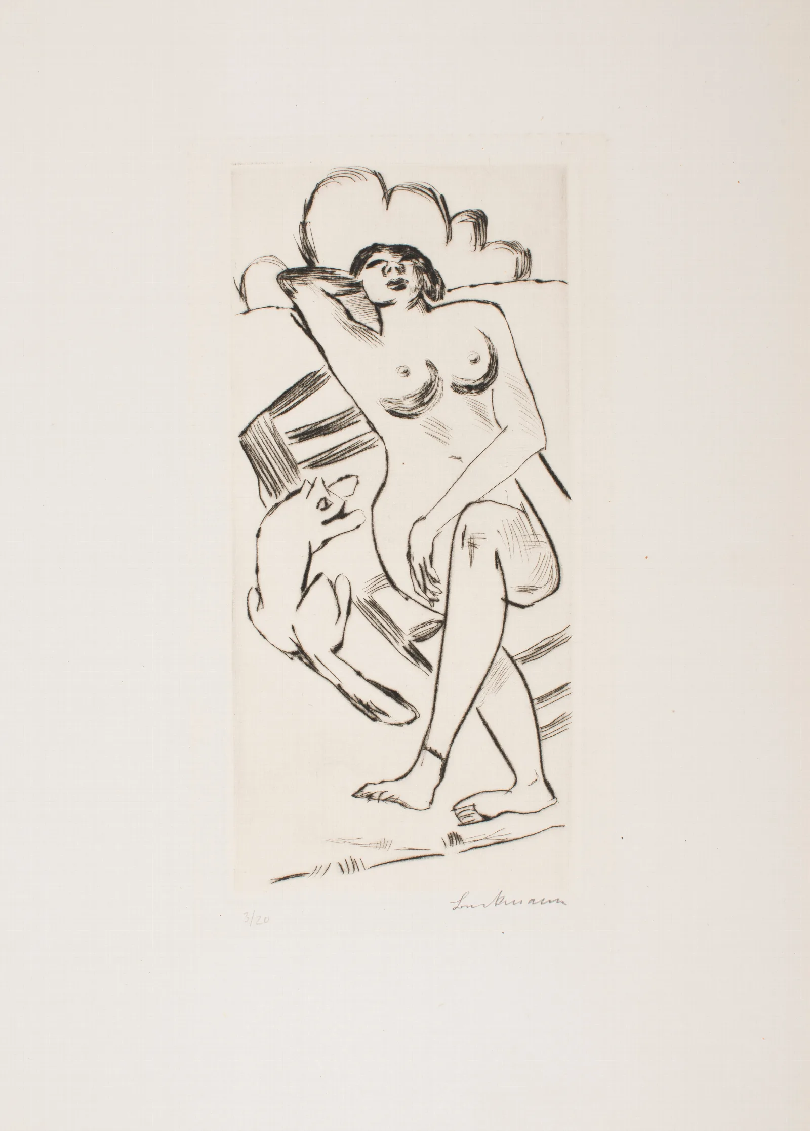 Nude And Cat On The Beach Wall Art by Max Beckmann - Canvas Print