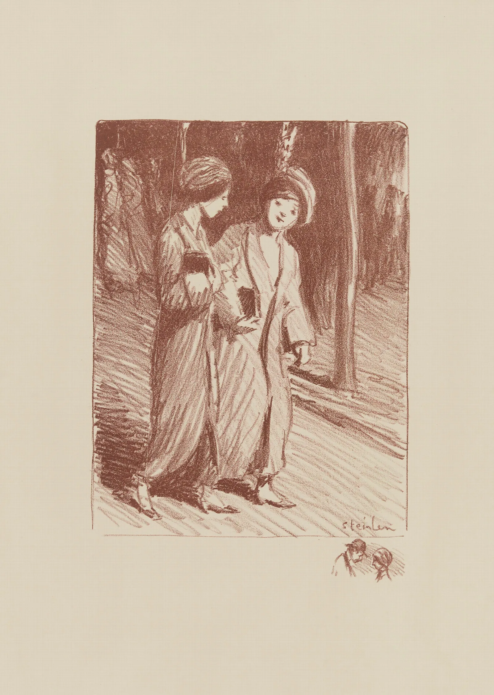 Deux Femmes Dans La Rue Wall Art by Théophile Alexandre Steinlen - Canvas Print