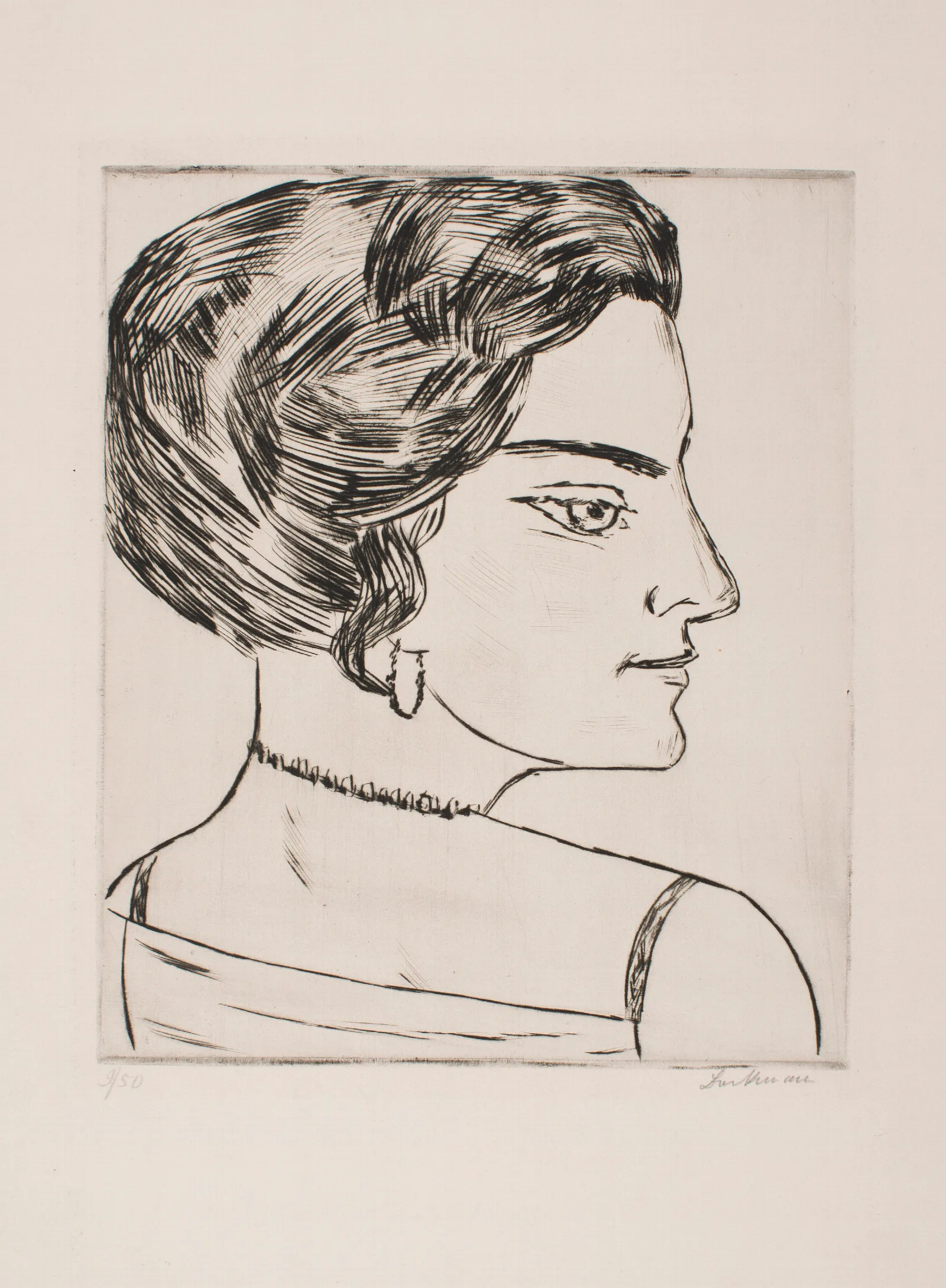Naila In Profile Portrait Of Frau H M Wall Art by Max Beckmann - Canvas Print