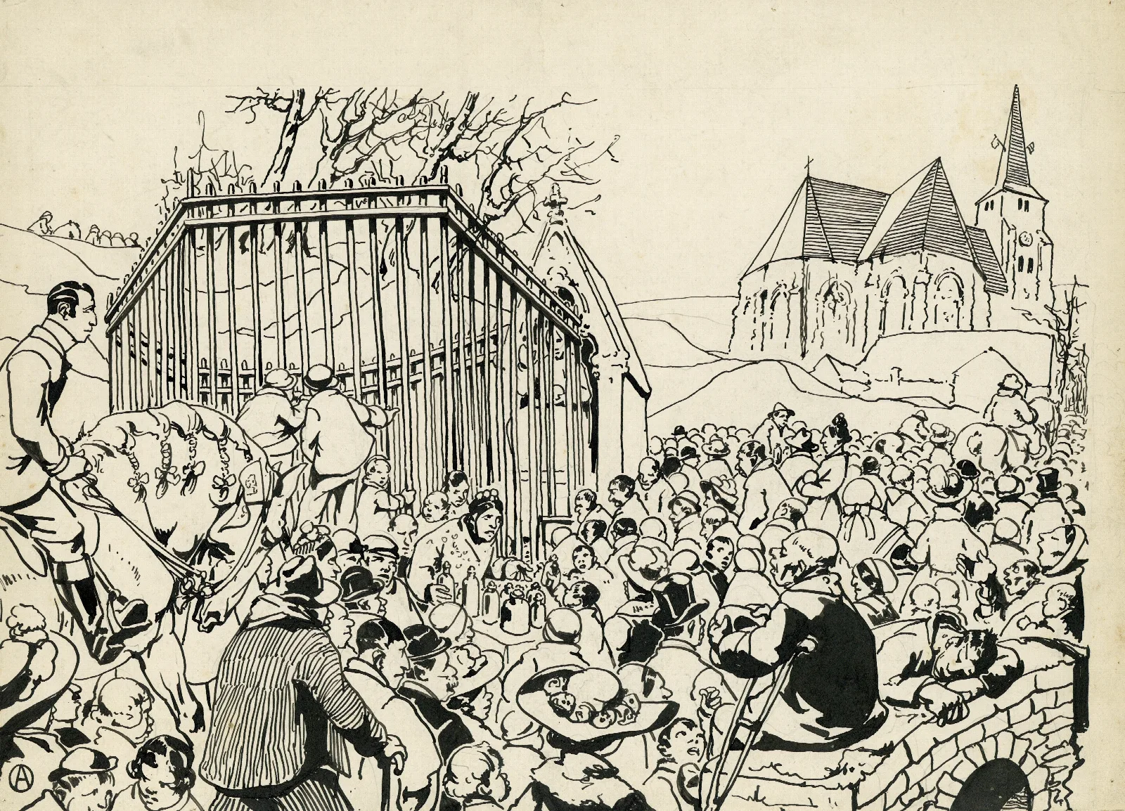 Bedevaartprocessie En Volkstoeloop Wall Art by Alfred Ost - Canvas Print
