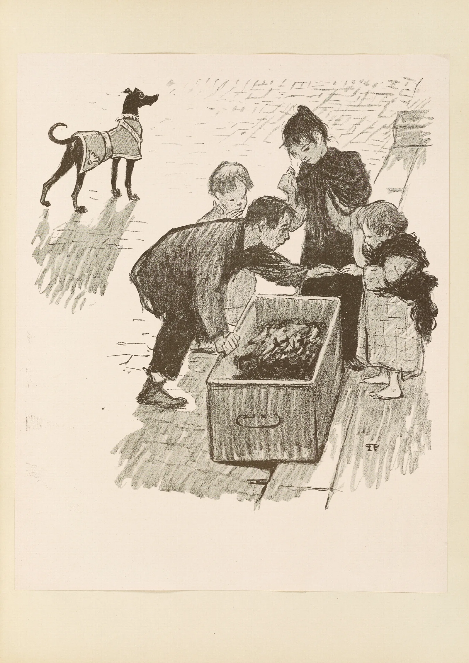 The Children And The Rich Mans Dog Wall Art by Théophile Alexandre Steinlen - Canvas Print