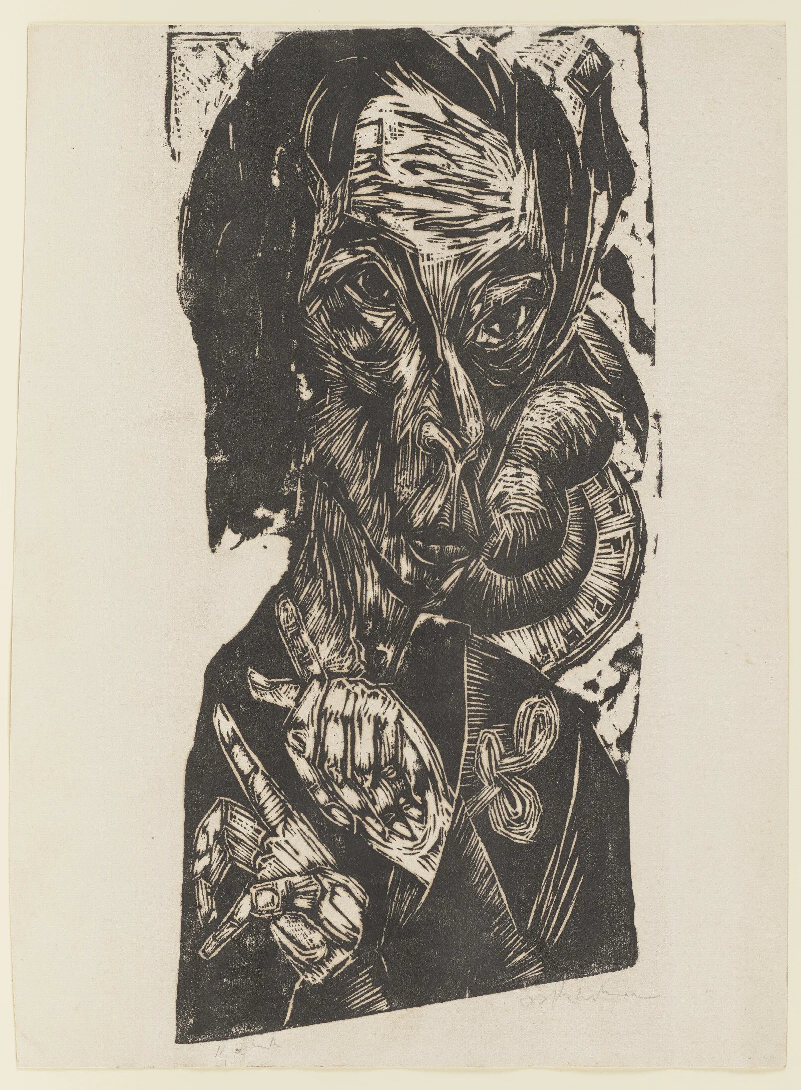 Head Of A Sick Man Self Portrait Wall Art by Ernst Ludwig Kirchner - Canvas Print