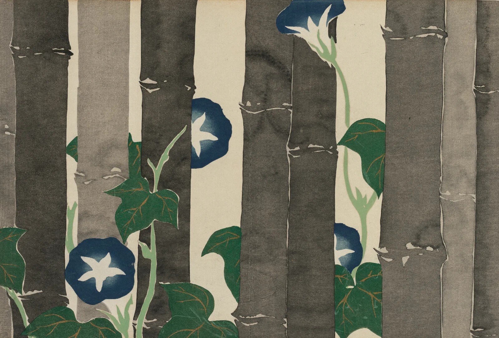 Morning Glories Asagao Wall Art by Kamisaka Sekka - Canvas Print