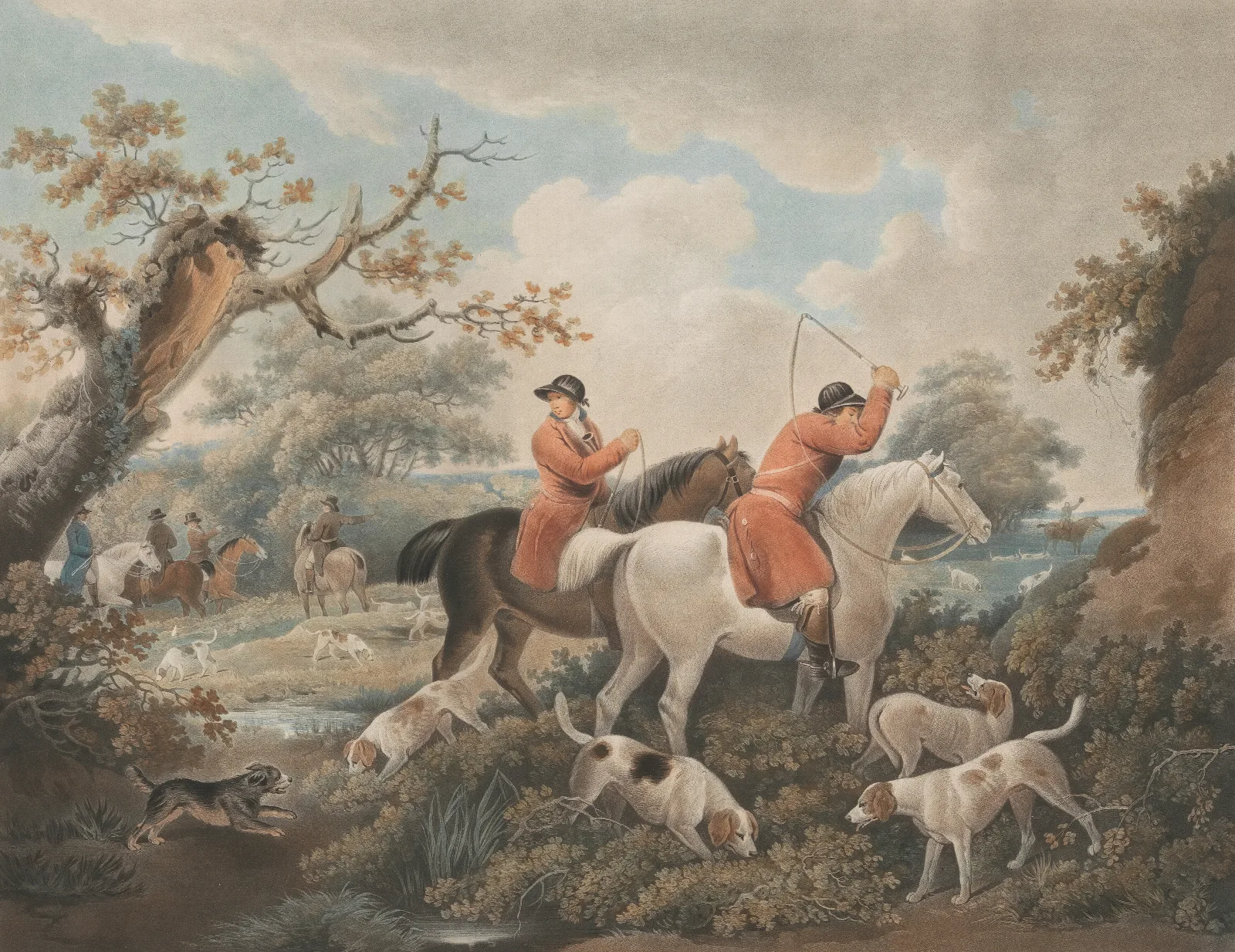 Fox Hunting The Check Wall Art by George Morland - Canvas Print