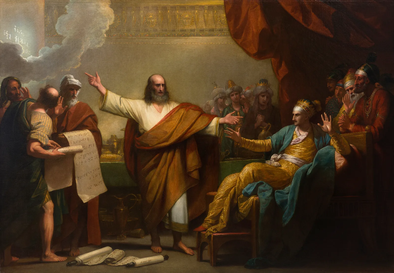 Daniel Interpreting To Belshazzar The Writing On The Wall Wall Art by Benjamin West - Canvas Print