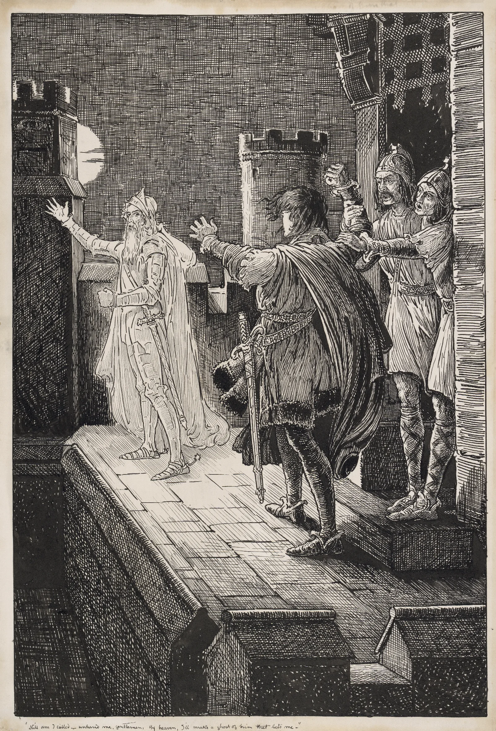 Hamlet Still Am I Called Unhand Me Gentlemen By Heaven Ill Make A Ghost Of Him That Lets Me Wall Art by Louis Rhead - Canvas Print