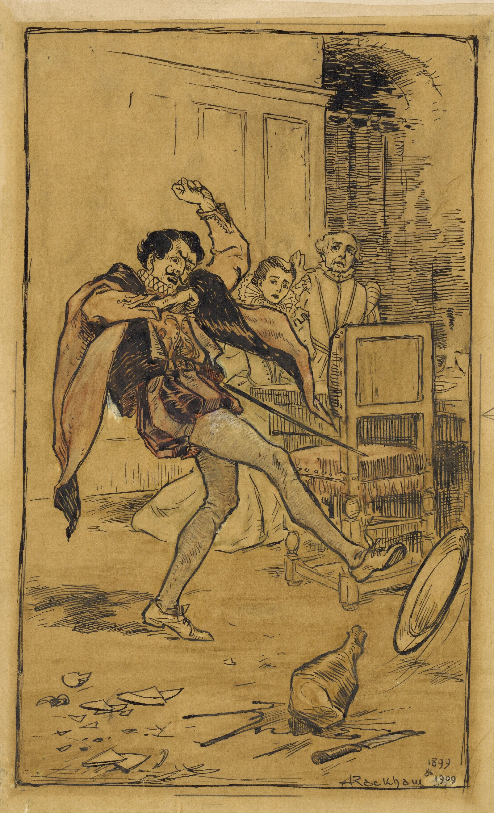 Petruchio Throws The Meat About The Floor Wall Art by Arthur Rackham - Canvas Print