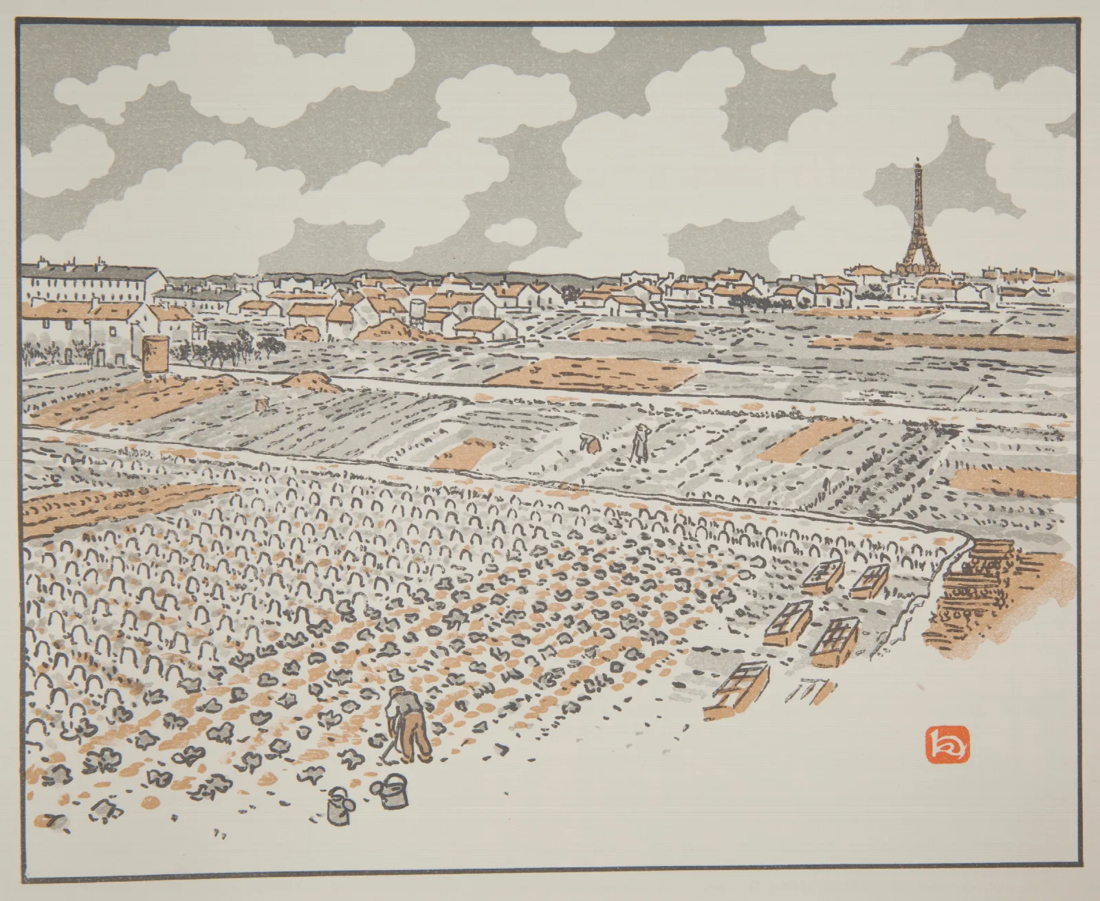 Des Jardins Maraichers De Grenenelle Wall Art by Henri Rivière - Canvas Print