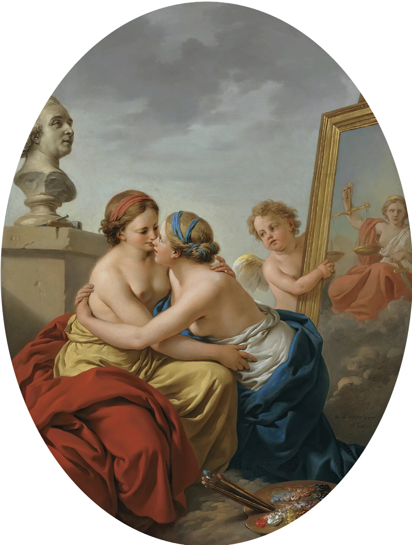 The Union Of Painting And Sculpture Wall Art by Louis-Jean-François Lagrenée - Canvas Print