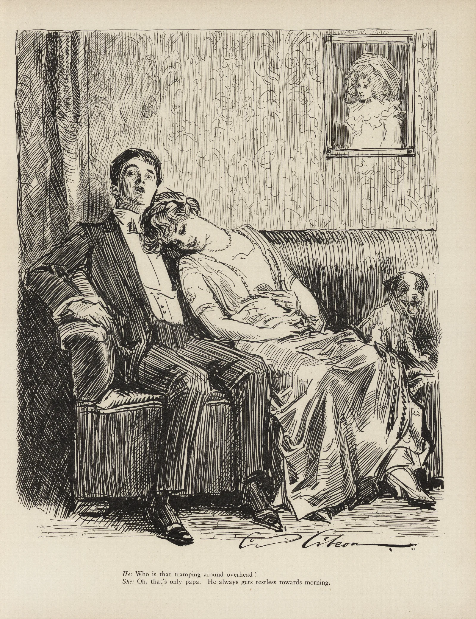 He Who Is That Tramping Around Overhead Wall Art by Charles Dana Gibson - Canvas Print