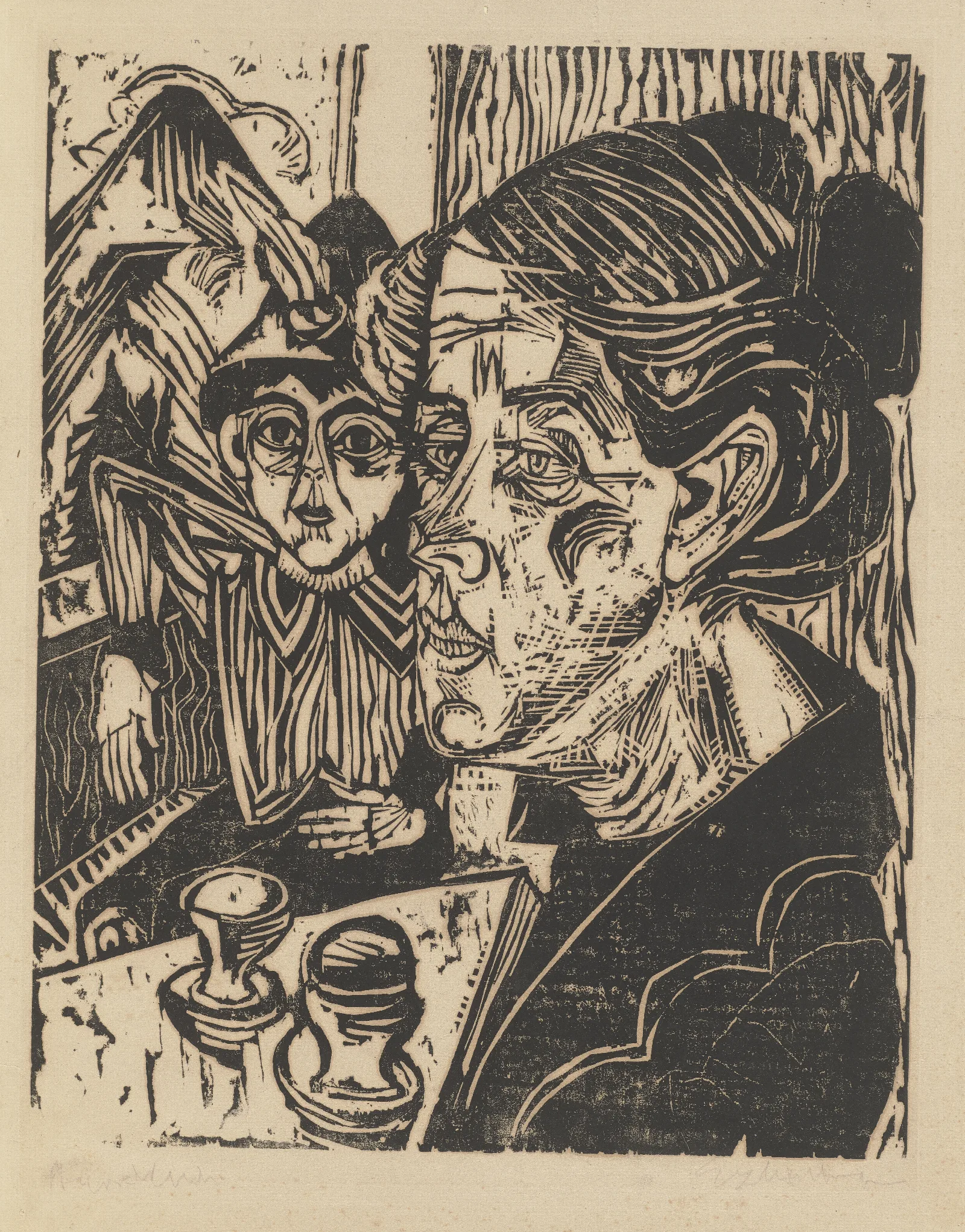 Bauerin Mit Knaben Am Tisch Frau Schmid Mit Sohn Martin Wall Art by Ernst Ludwig Kirchner - Canvas Print