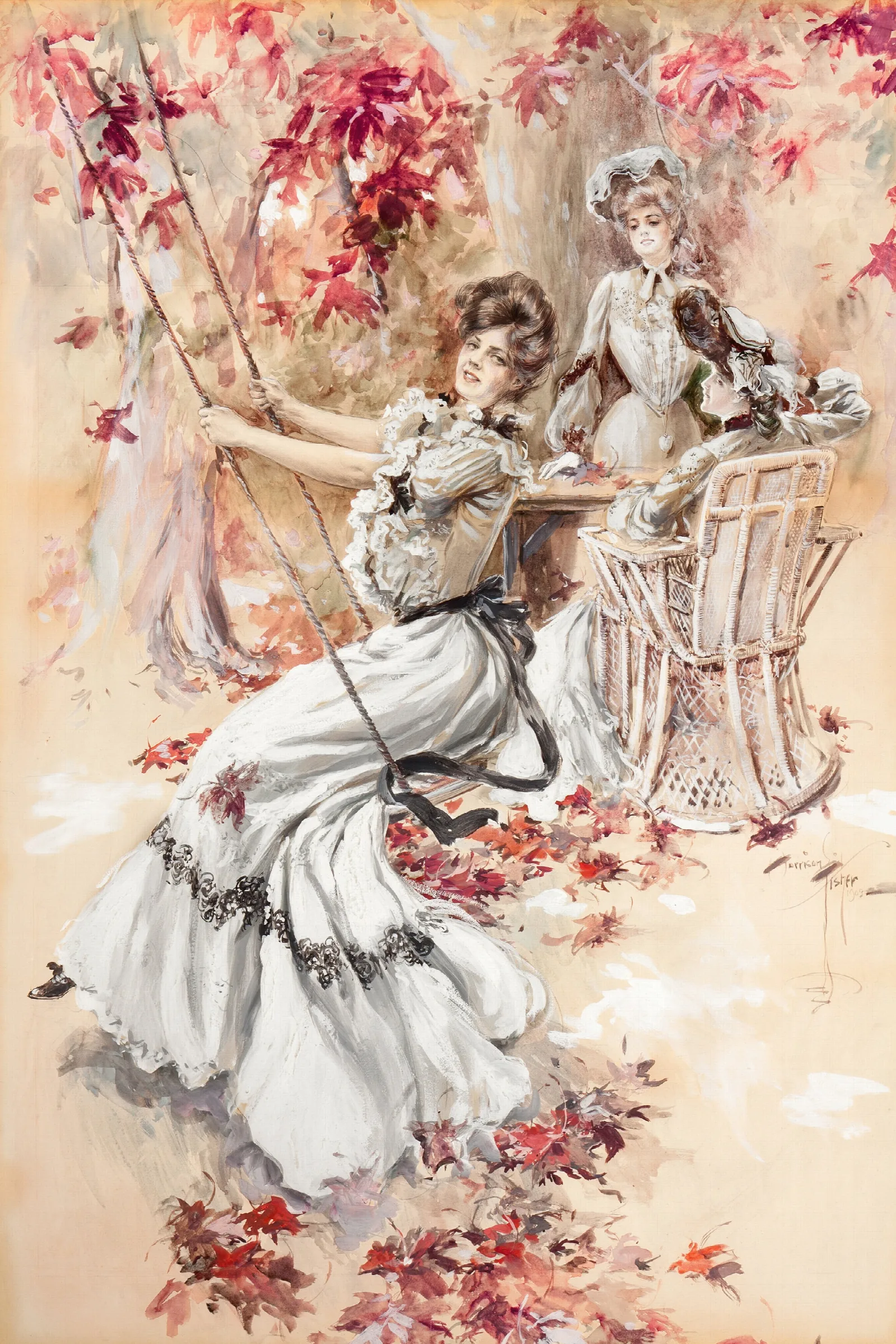 Ladies In The Park Wall Art by Harrison Fisher - Canvas Print