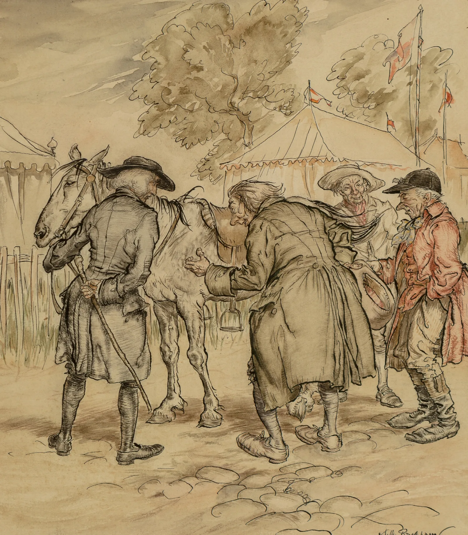 Horse Trading At A Country Fair Wall Art by Arthur Rackham - Canvas Print