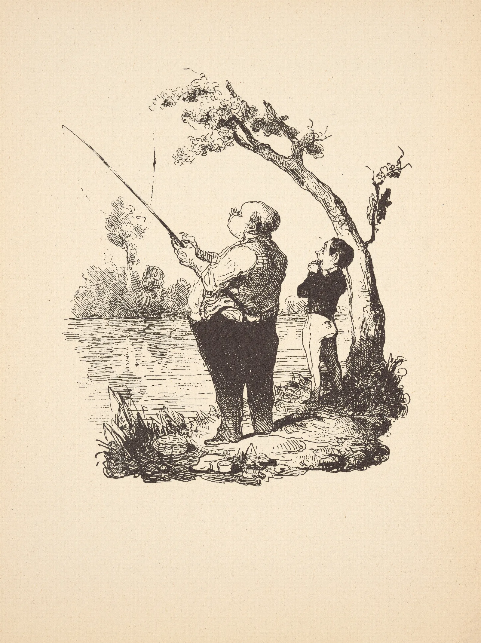 Hunting And Fishing Pl 02 Wall Art by Honoré Daumier - Canvas Print
