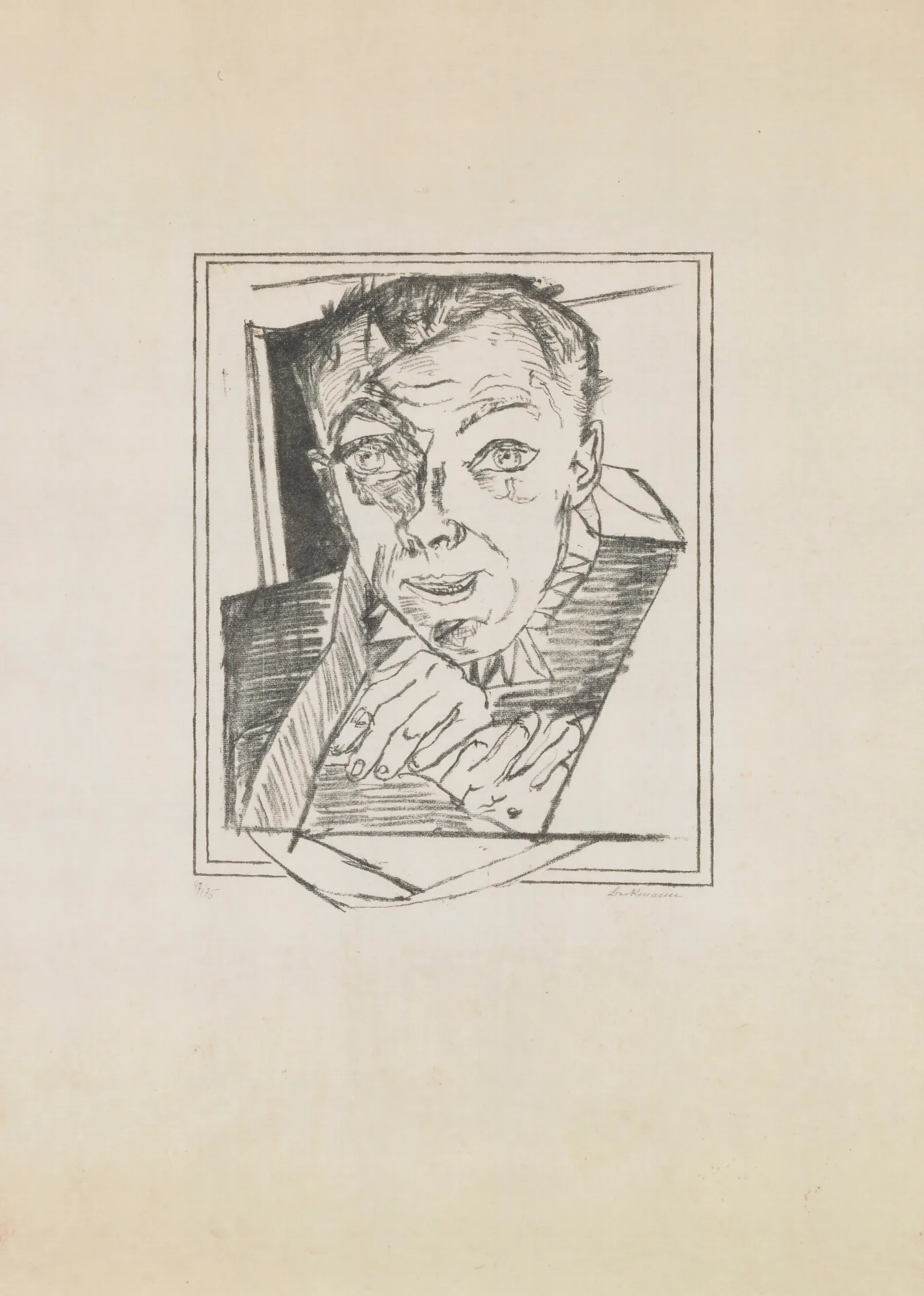 Plate 1 Self Portrait Wall Art by Max Beckmann - Canvas Print