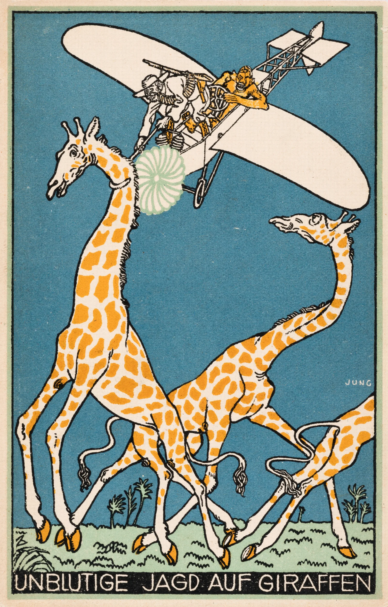 Nr 339 Unblutige Jagd Auf Giraffen Wall Art by Moriz Jung - Canvas Print