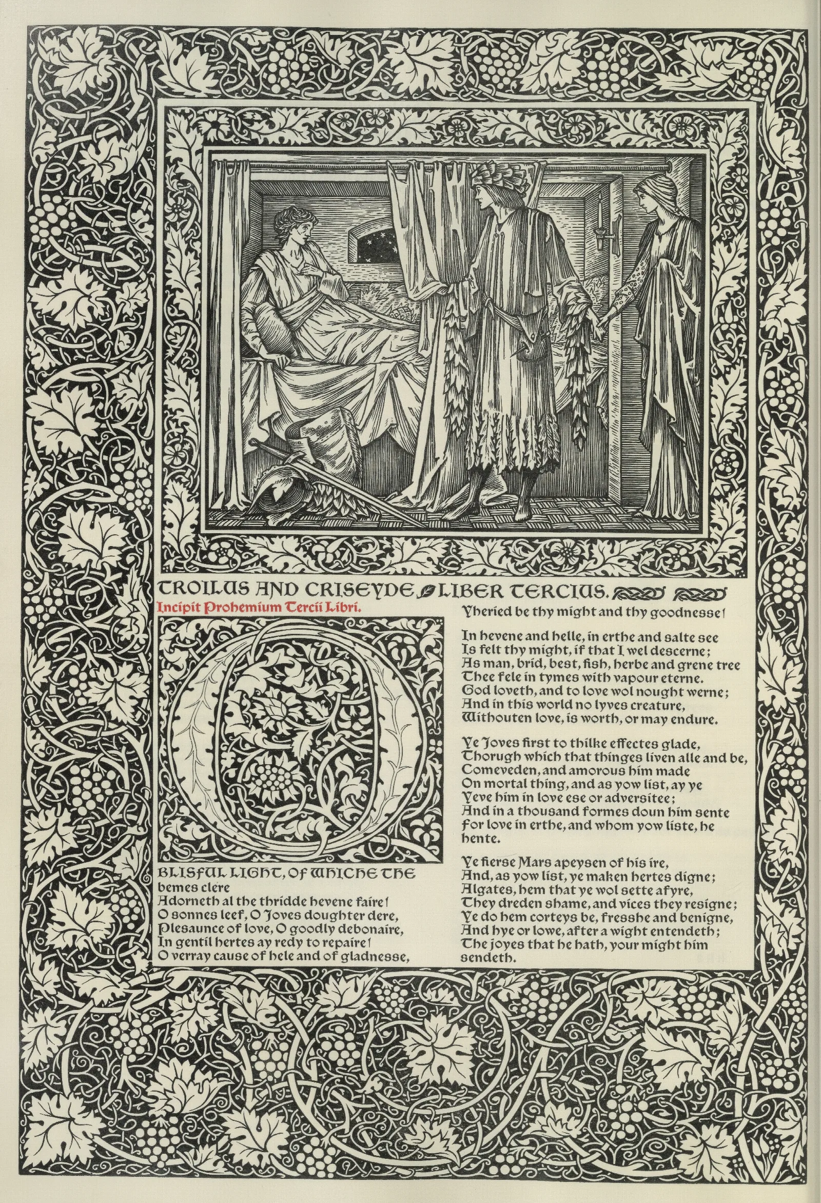 The Works Of Geoffrey Chaucer Pl 82 Wall Art by Sir Edward Coley Burne-Jones - Canvas Print