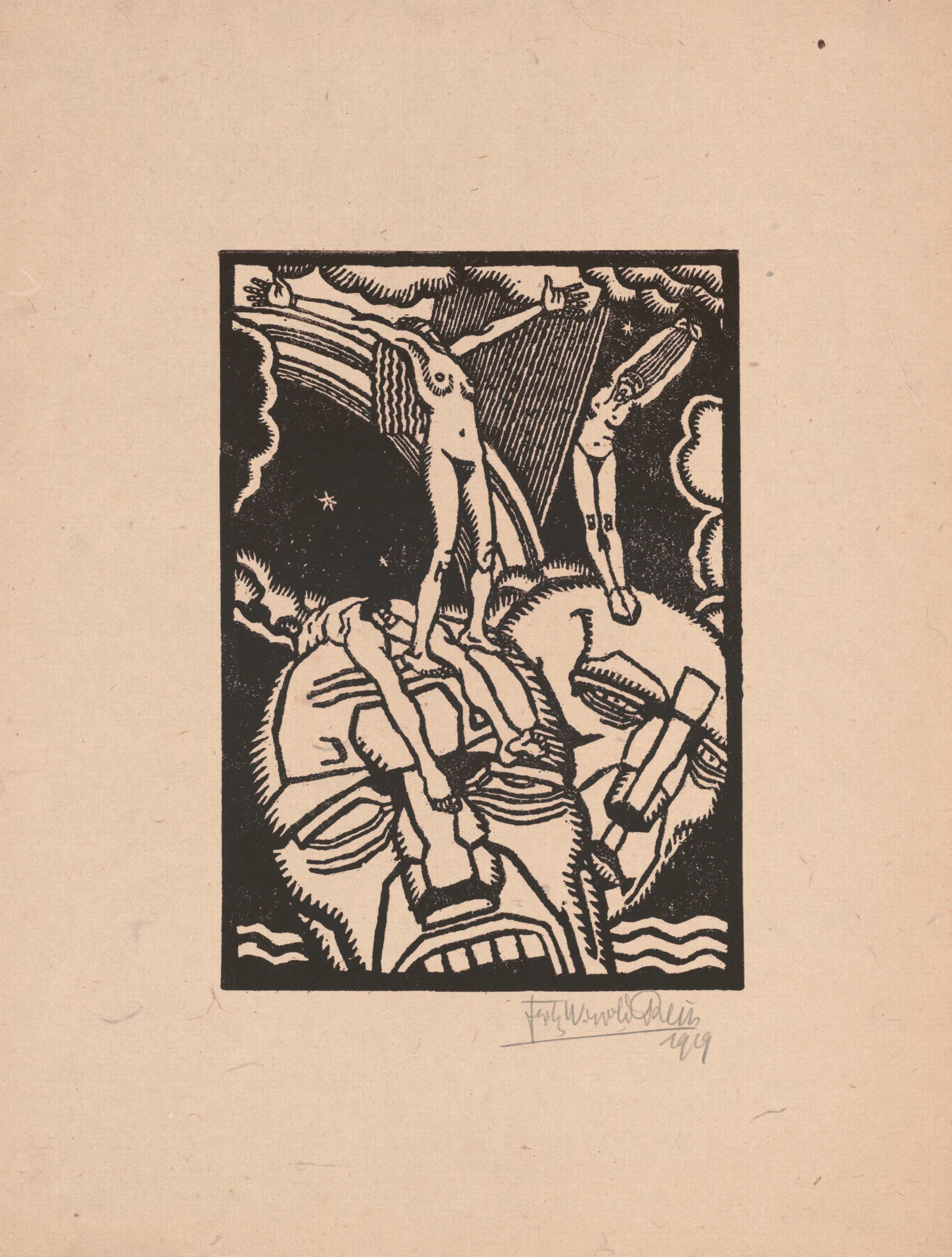 Illustration Woodcut Print by Winold Reiss (1919) by Winold Reiss - Canvas Print