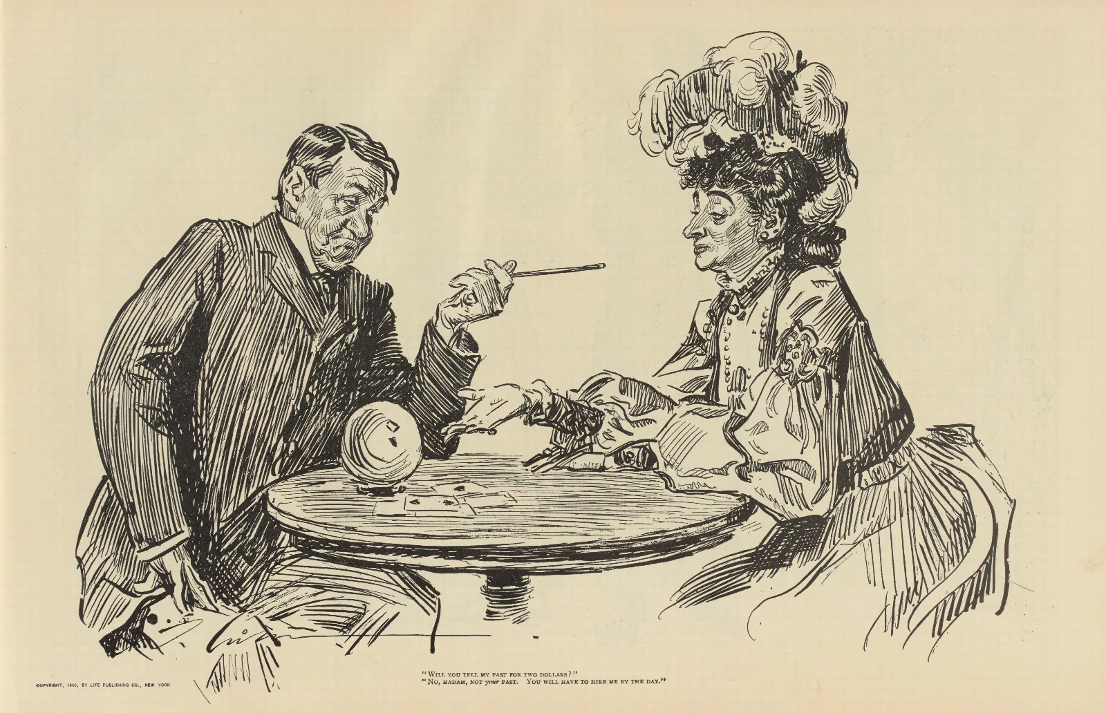 Will You Tell My Past For Two Dollars Wall Art by Charles Dana Gibson - Canvas Print